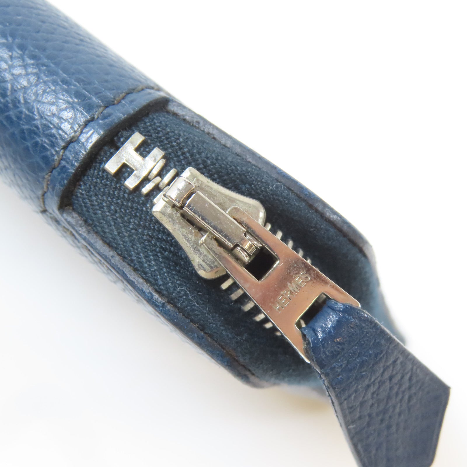 HERMES 【激減優惠】Epsom皮革Long Round Wallet銀扣長錢包Colvert/深藍色