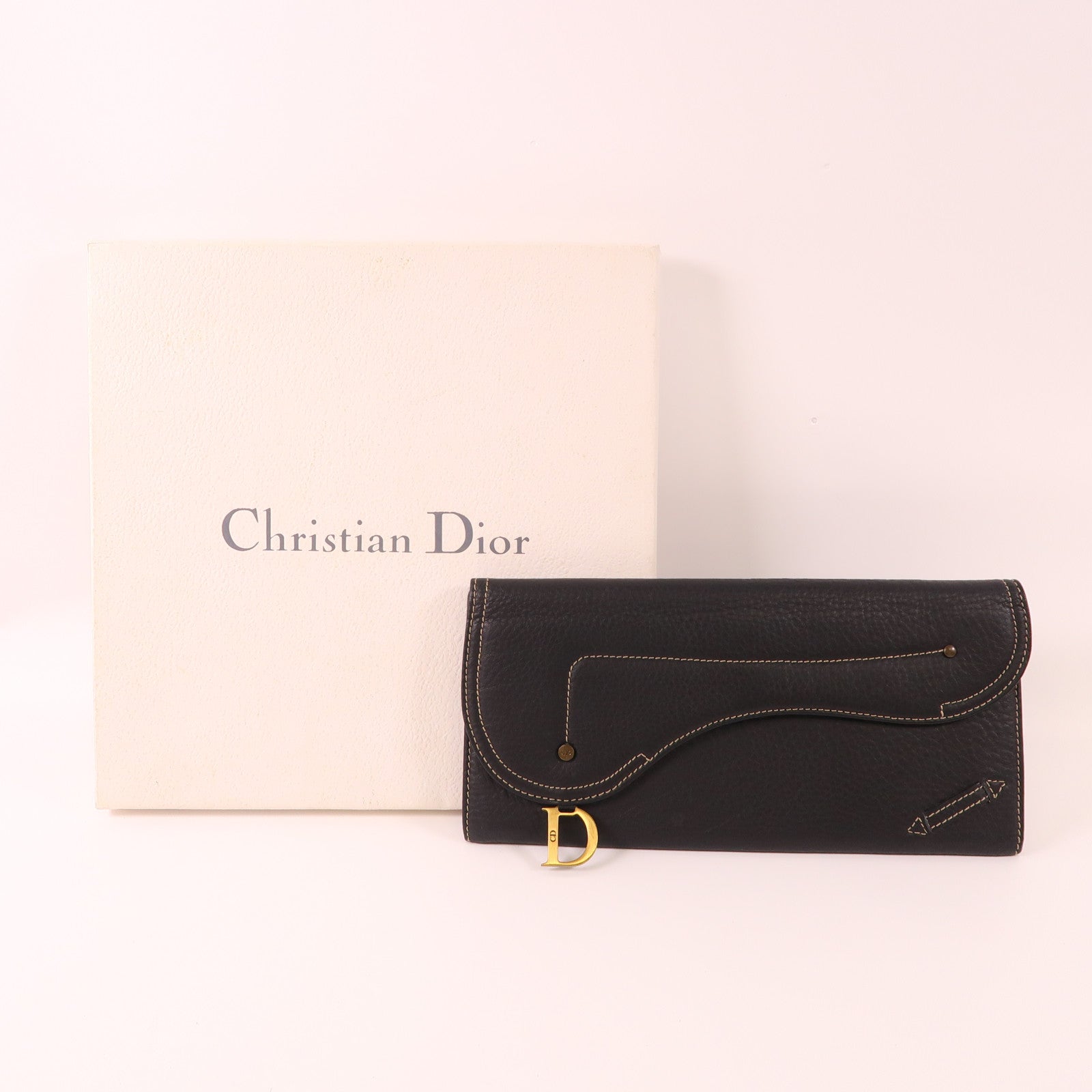 Dior 牛皮皮革Saddle Wallet金扣長錢包