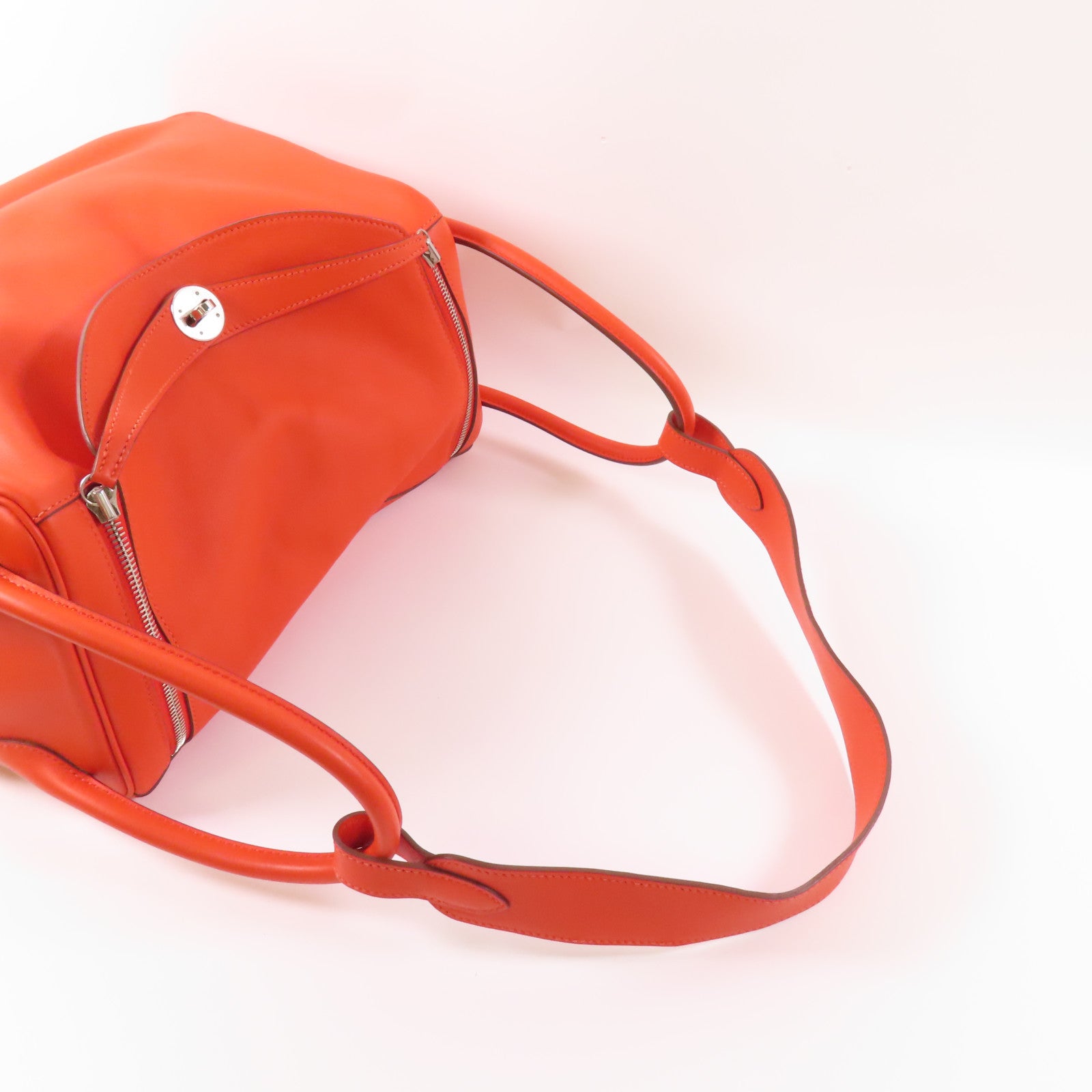 HERMES Swift皮革Lindy 34銀扣手挽肩背兩用袋S5 Rouge Tomate