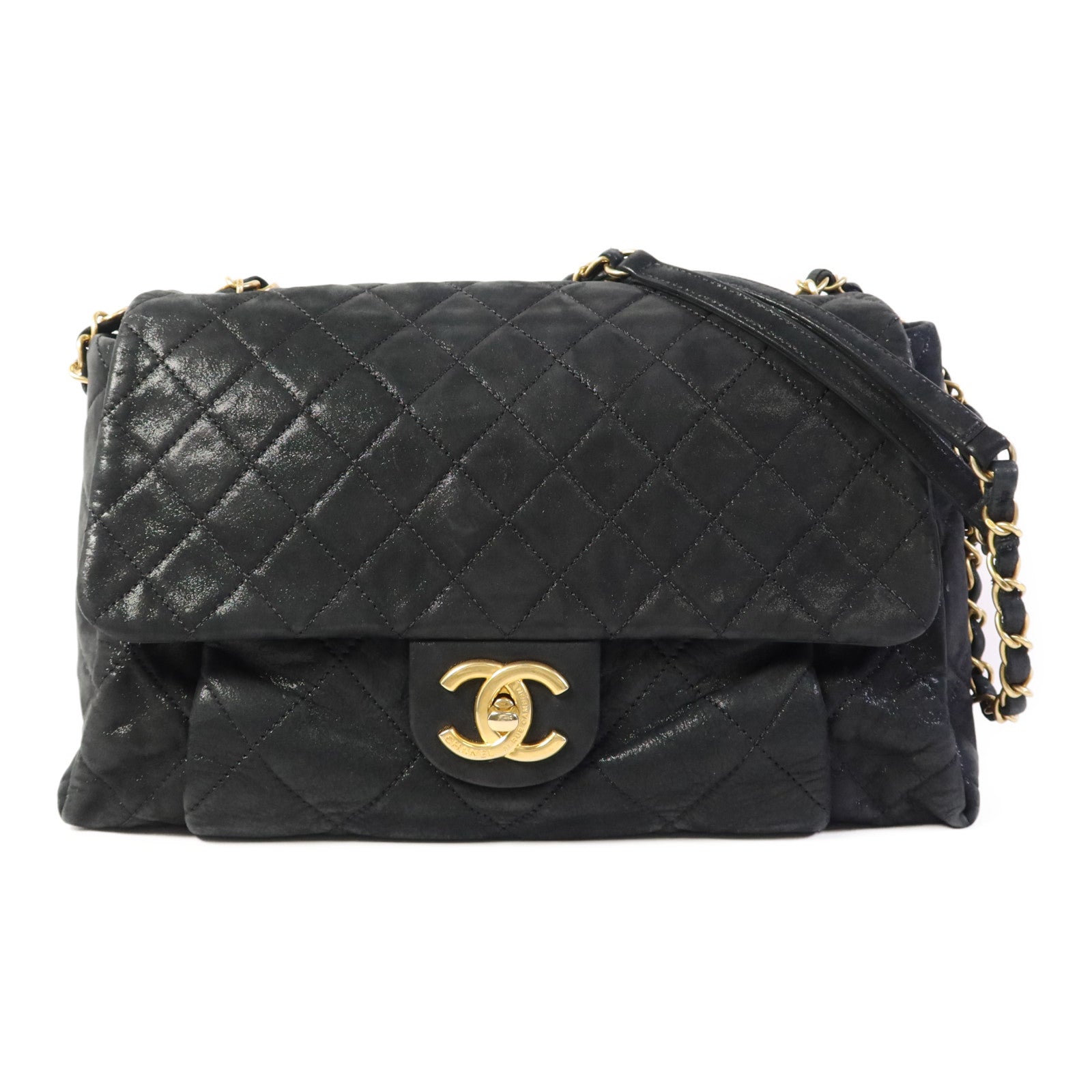 CHANEL 牛皮皮革Chain Shoulder Bag金扣鏈帶肩背袋