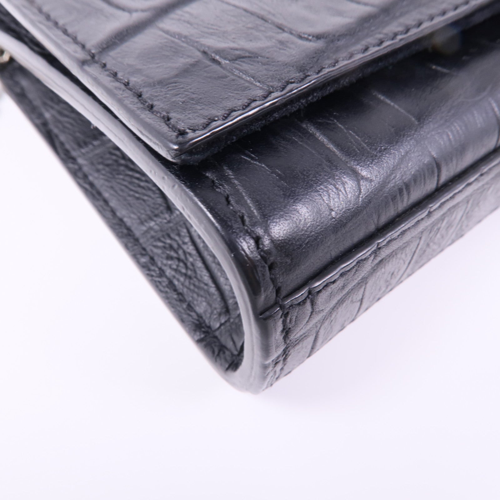 SAINT LAURENT 牛皮皮革Shoulder Bag銀扣鏈帶肩背袋