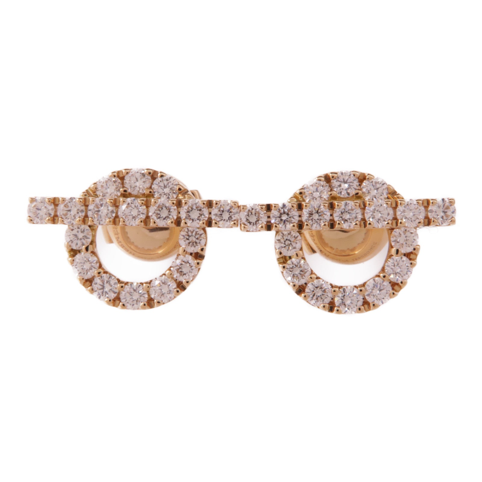 HERMES 18K玫瑰金Finesse Earrings鑽石耳環