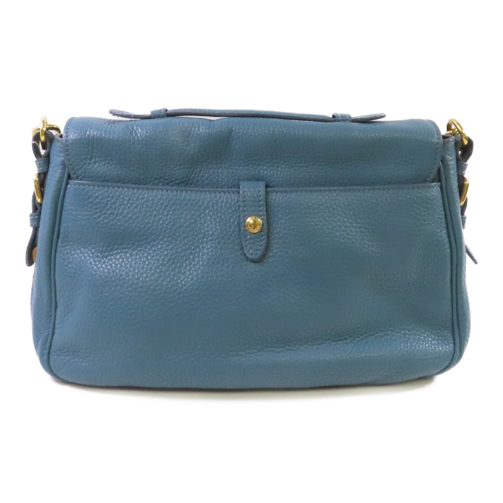 PRADA 牛皮皮革2Way Shoulder Bag金扣手挽肩背兩用袋藍色