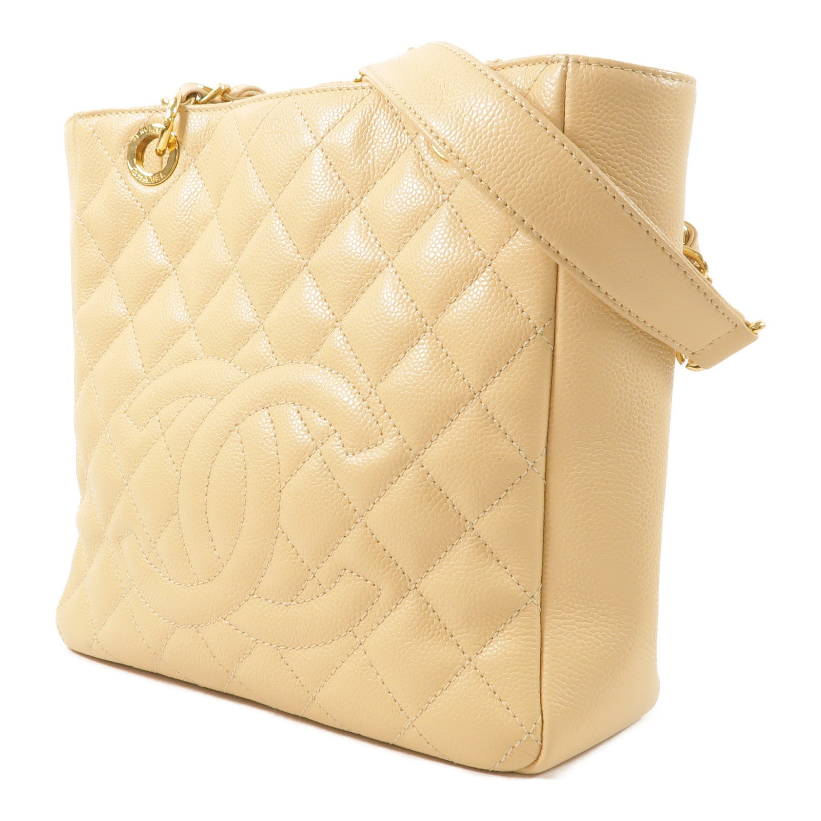CHANEL 牛皮皮革PST金扣鏈帶肩背袋
