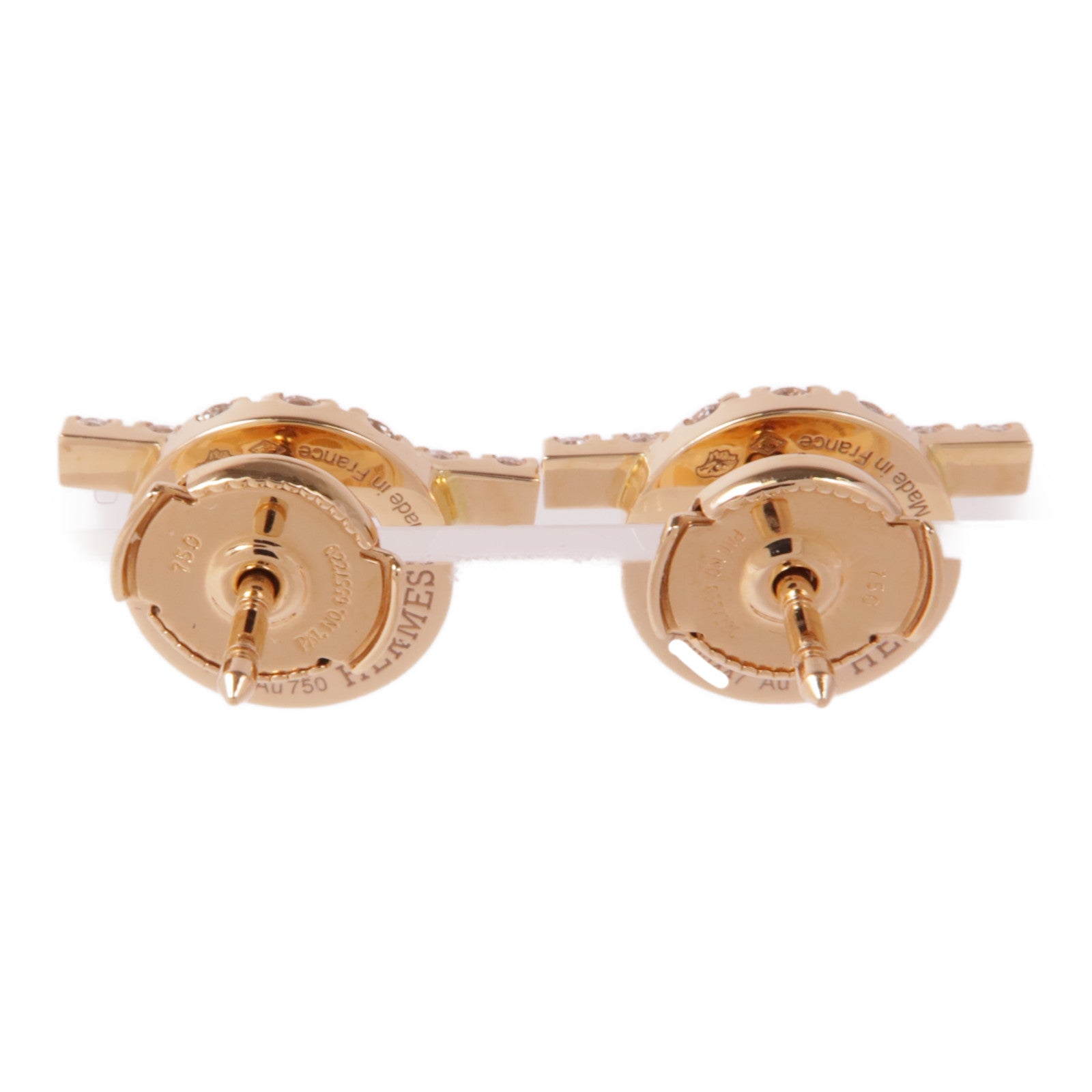 HERMES 18K玫瑰金Finesse Earrings鑽石耳環