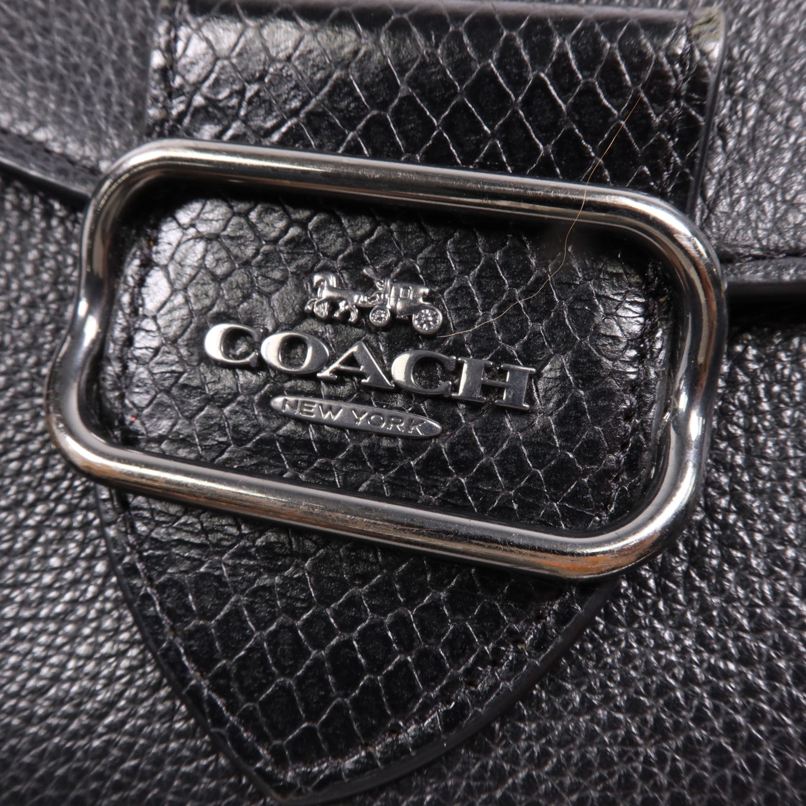 COACH 牛皮皮革Shoulder Bag銀扣肩背袋