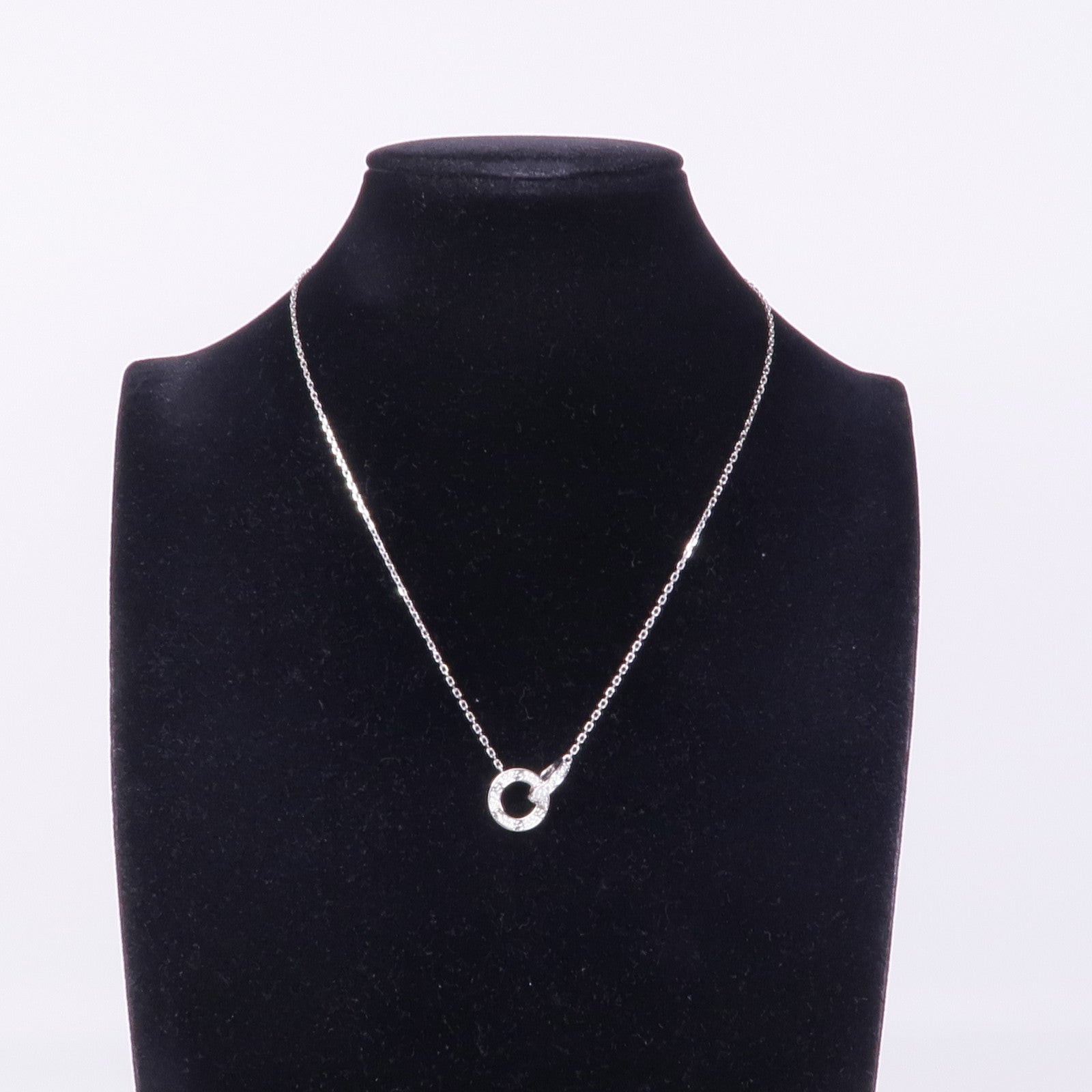 CARTIER 18K白金Love Necklace Paved鑽石項鍊