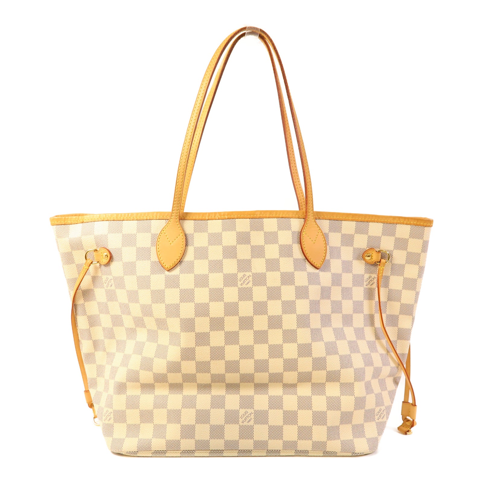 LOUIS VUITTON Damier Neverfull MM金扣手挽袋