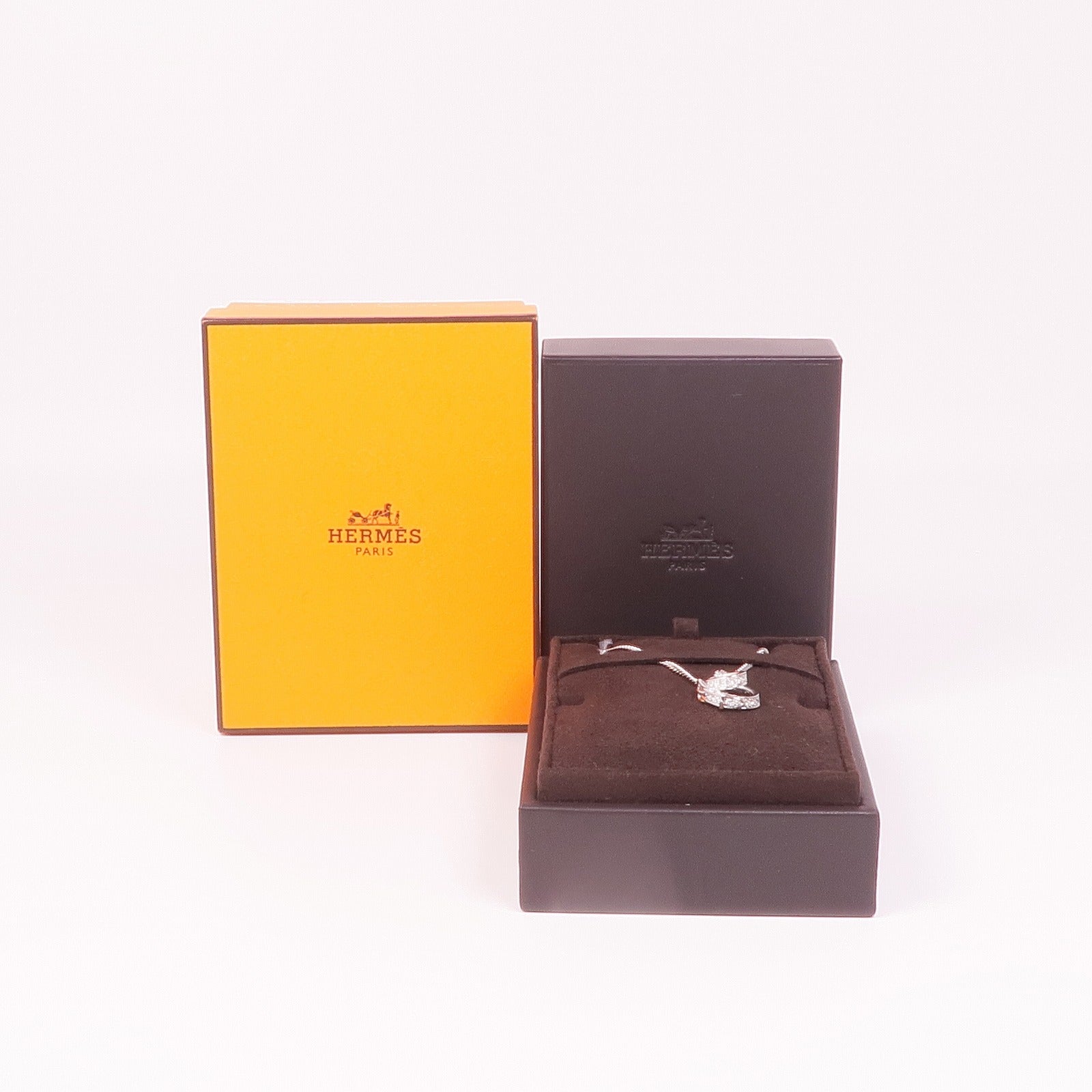 HERMES 18K白金Etriviere Pendant鑽石項鍊