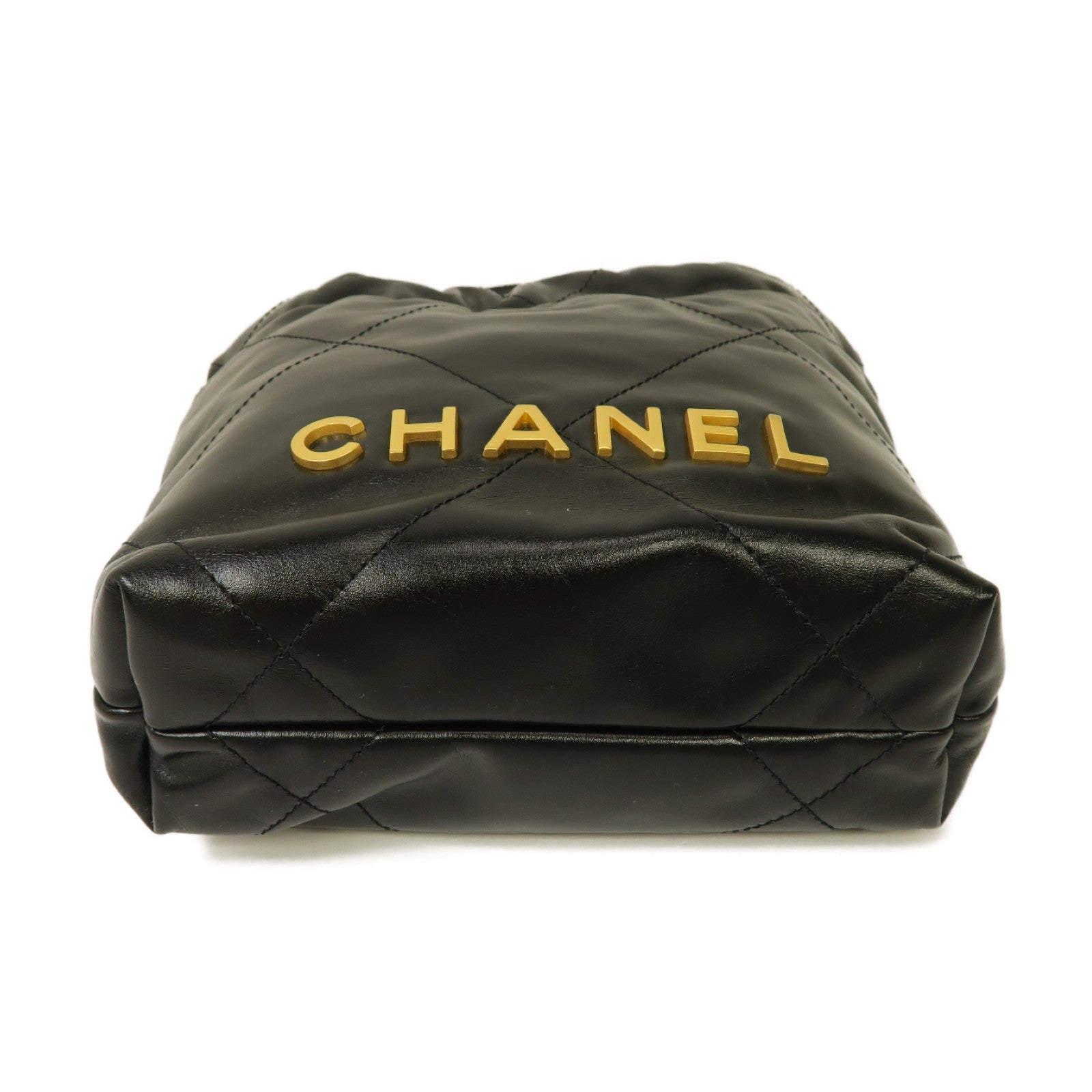 CHANEL 牛皮皮革C22 Mini金扣鏈帶肩背袋黒色
