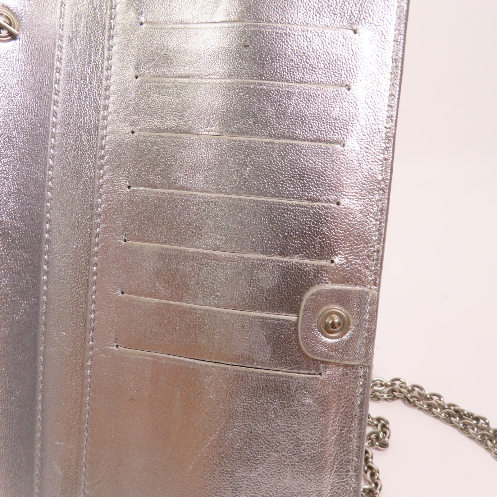 FENDI 皮革Wallet Chain Shoulder銀扣肩背袋