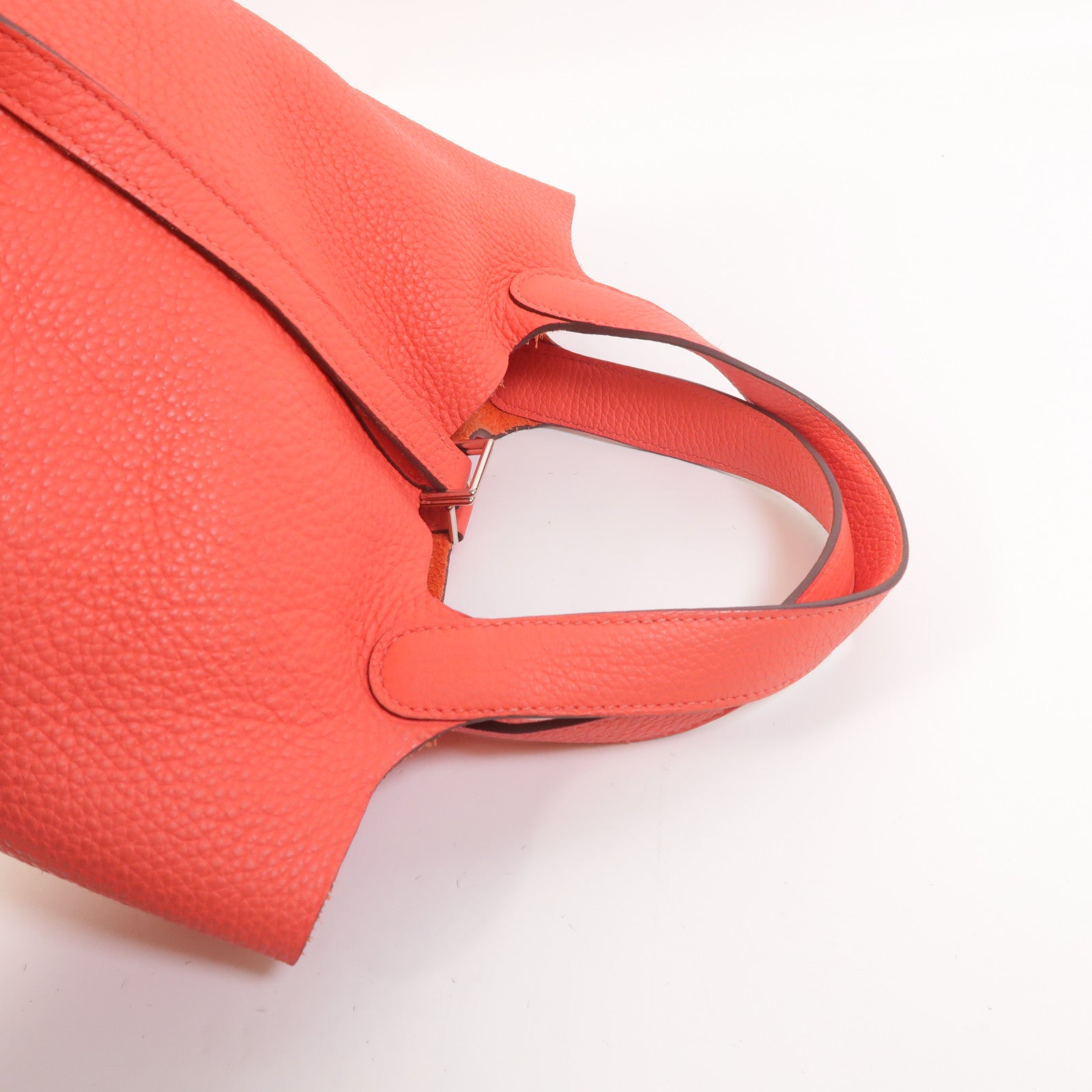 HERMES Clemence皮革Picotin PM手挽袋Rose Texas