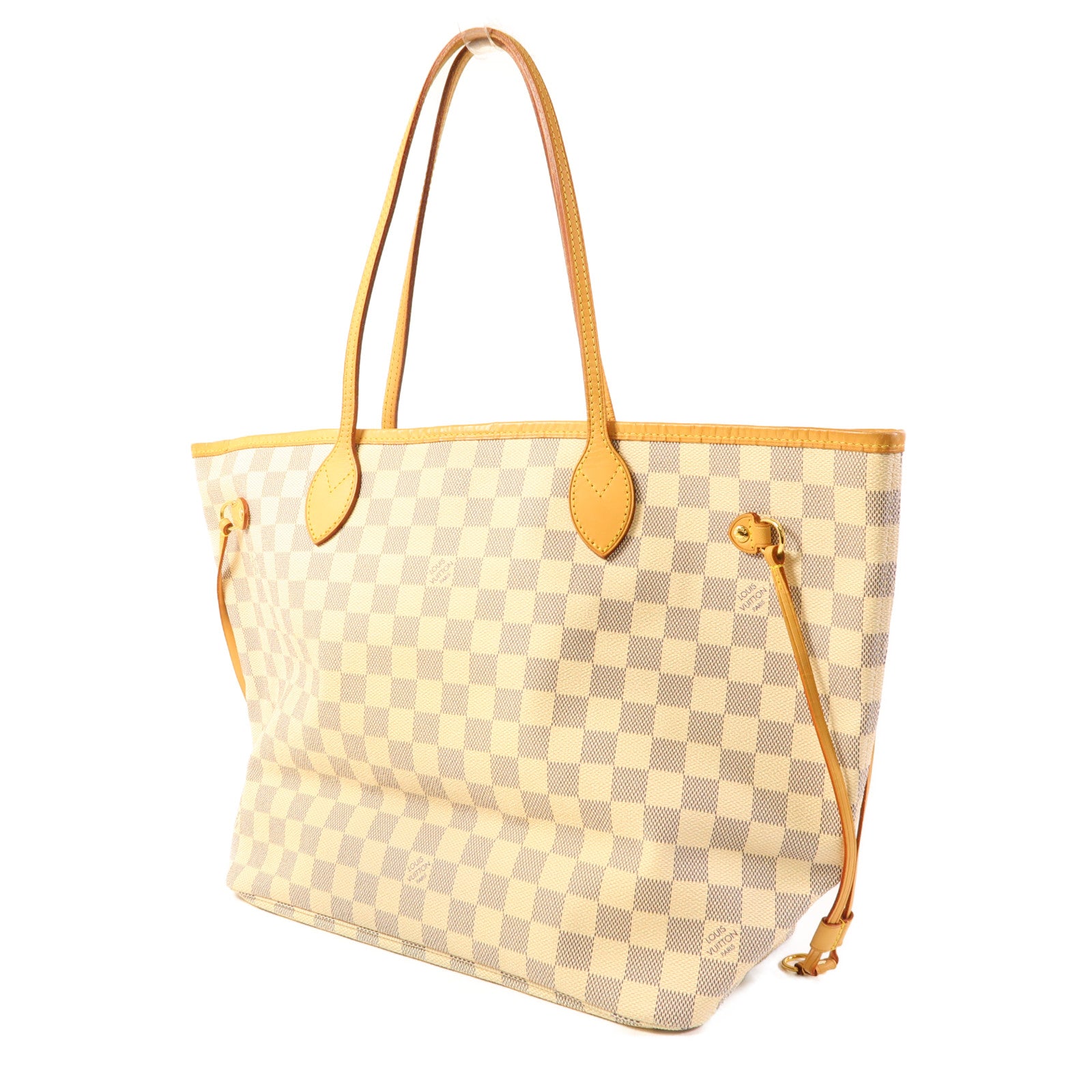 LOUIS VUITTON Damier Neverfull MM金扣手挽袋