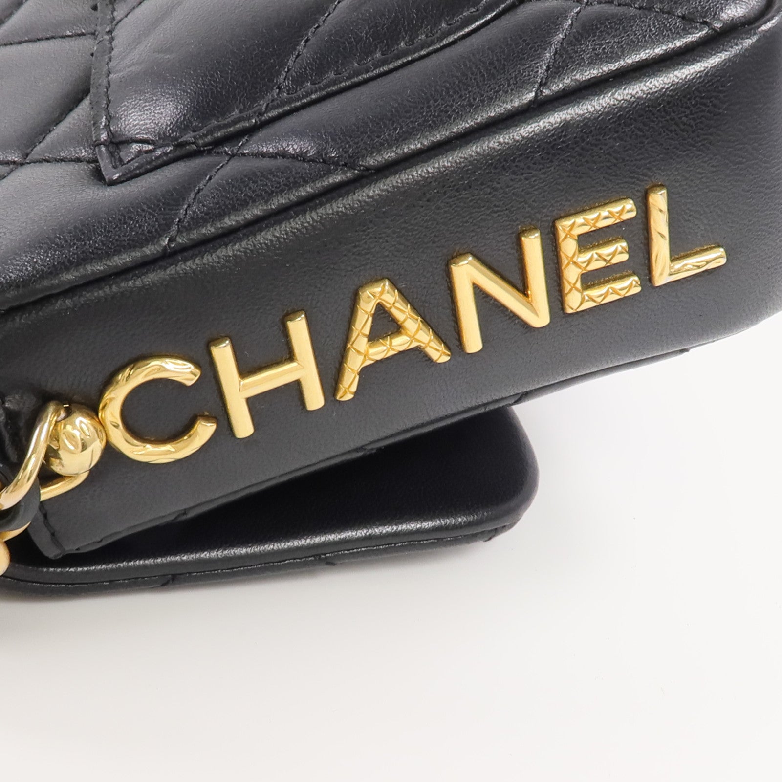 CHANEL 羊皮皮革Chain Shoulder金扣鏈帶肩背袋