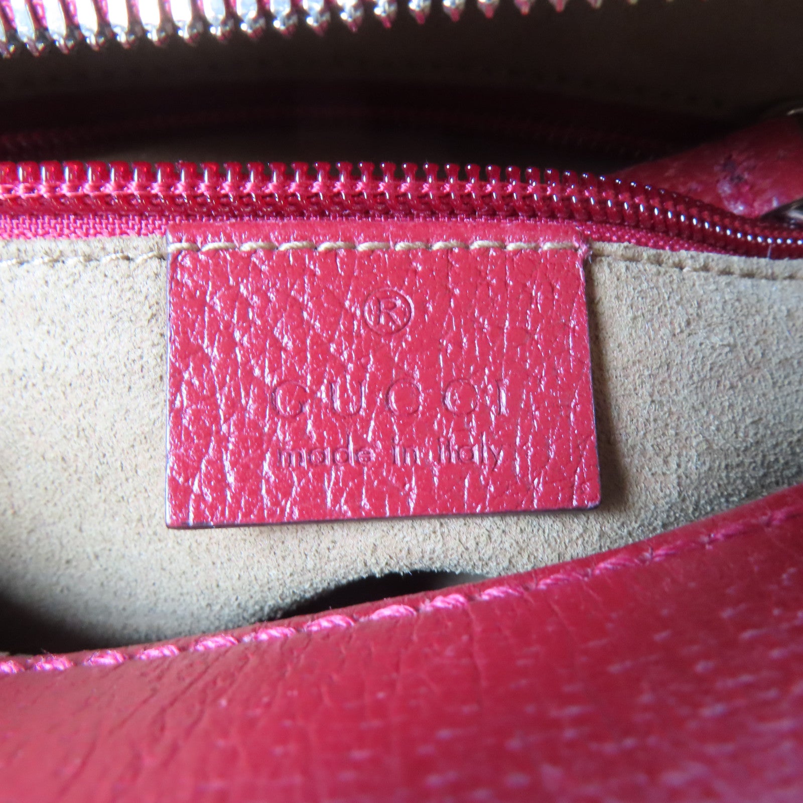 GUCCI 塗層帆布Shoulder Bag銀扣肩背袋啡色/紅色