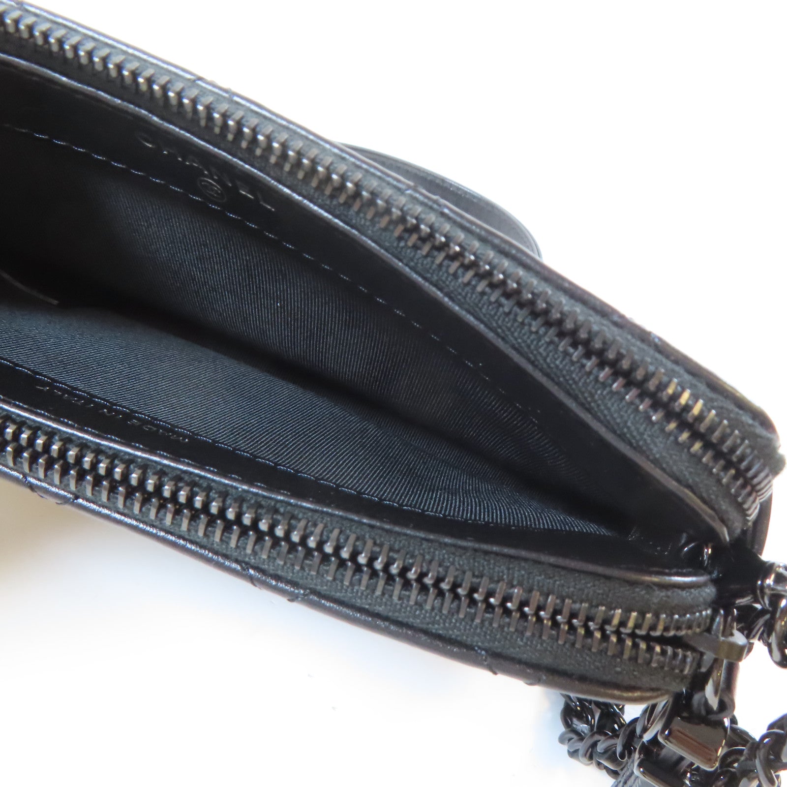 CHANEL 菱格牛皮皮革Chain Shoulder Bag鏈帶肩背袋黑色