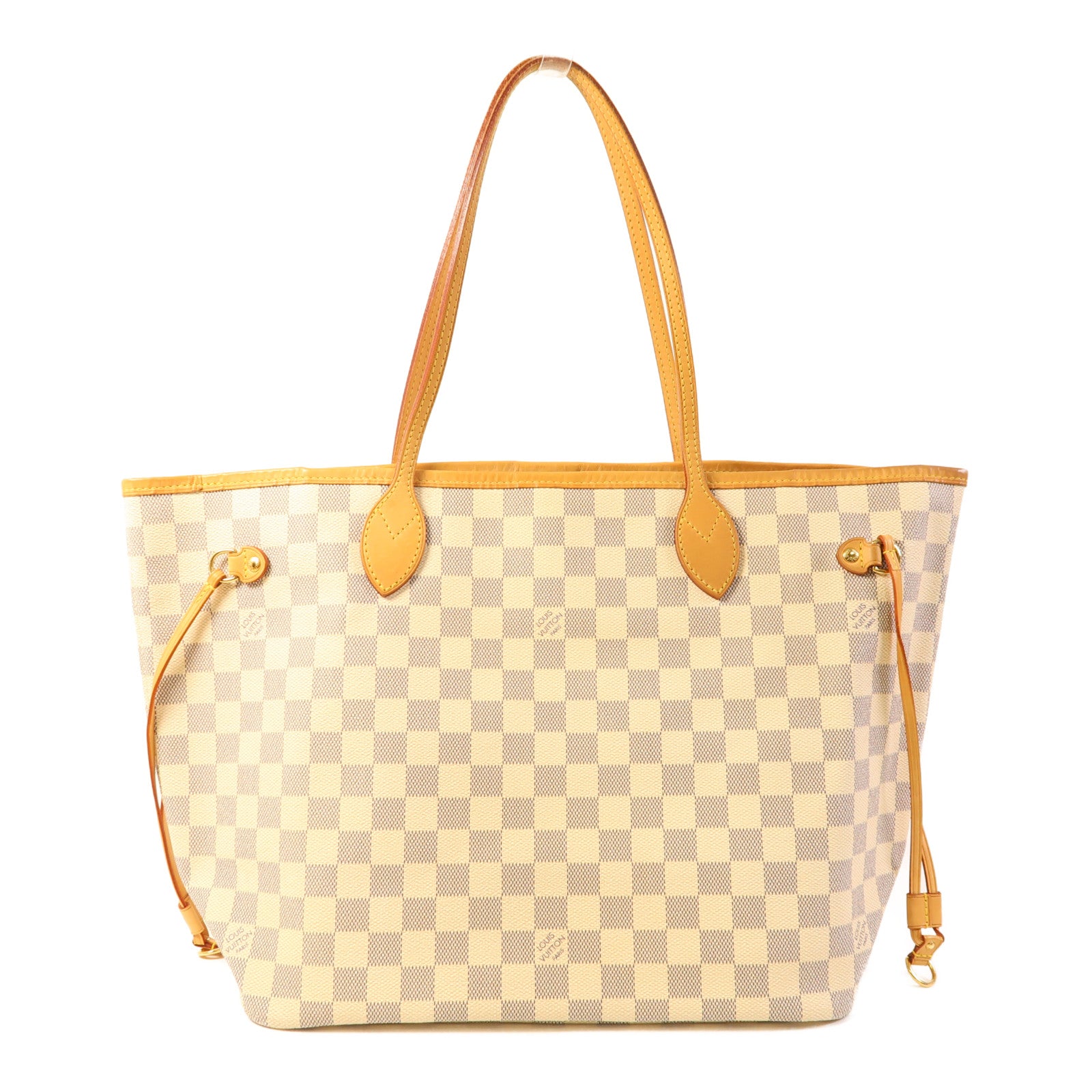 LOUIS VUITTON Damier Neverfull MM金扣手挽袋