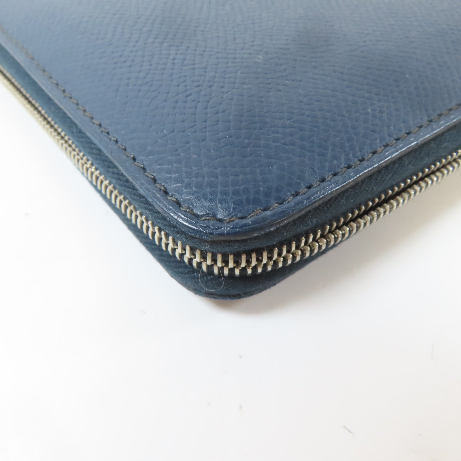 HERMES 【激減優惠】Epsom皮革Long Round Wallet銀扣長錢包Colvert/深藍色