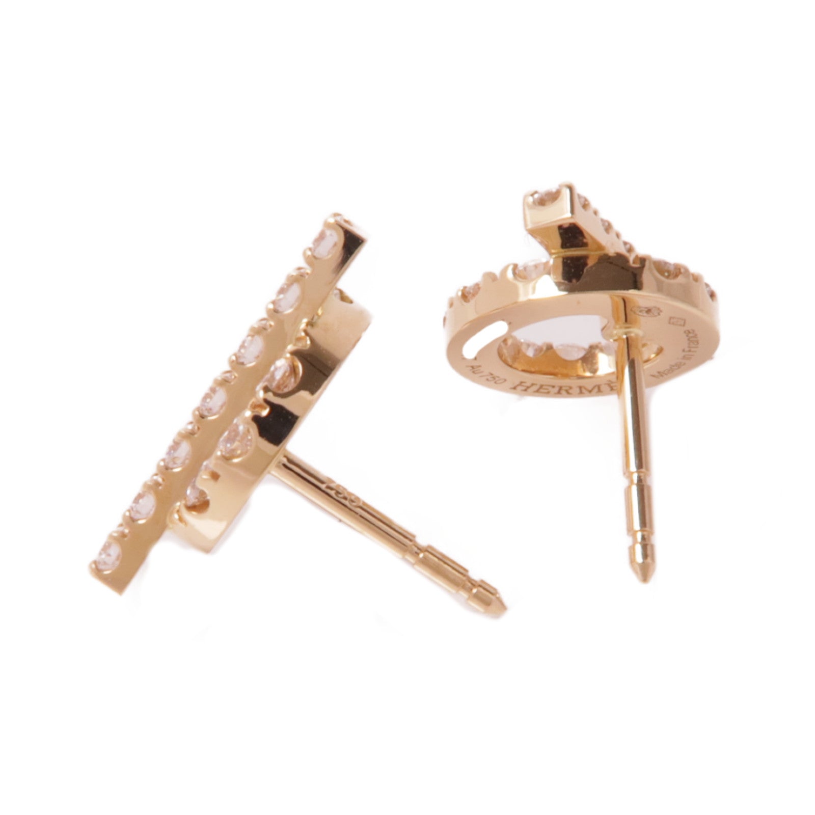 HERMES 18K玫瑰金Finesse Earrings鑽石耳環