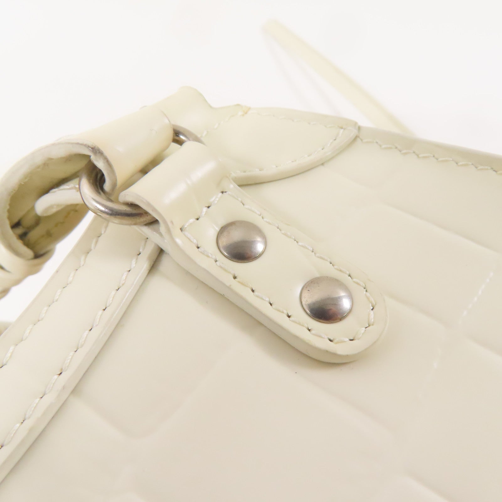 BALENCIAGA 牛皮皮革銀扣手挽肩背兩用袋白色