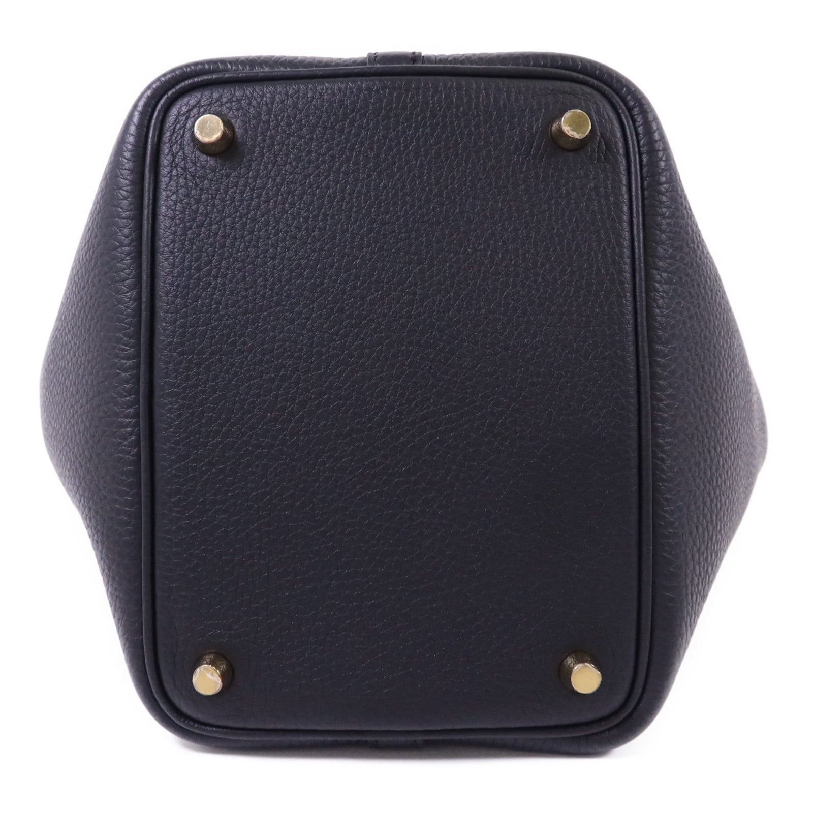 HERMES Clemence皮革Picotin PM金扣手挽袋Noir