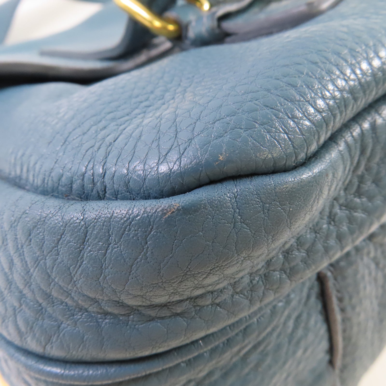 PRADA 牛皮皮革2Way Shoulder Bag金扣手挽肩背兩用袋藍色