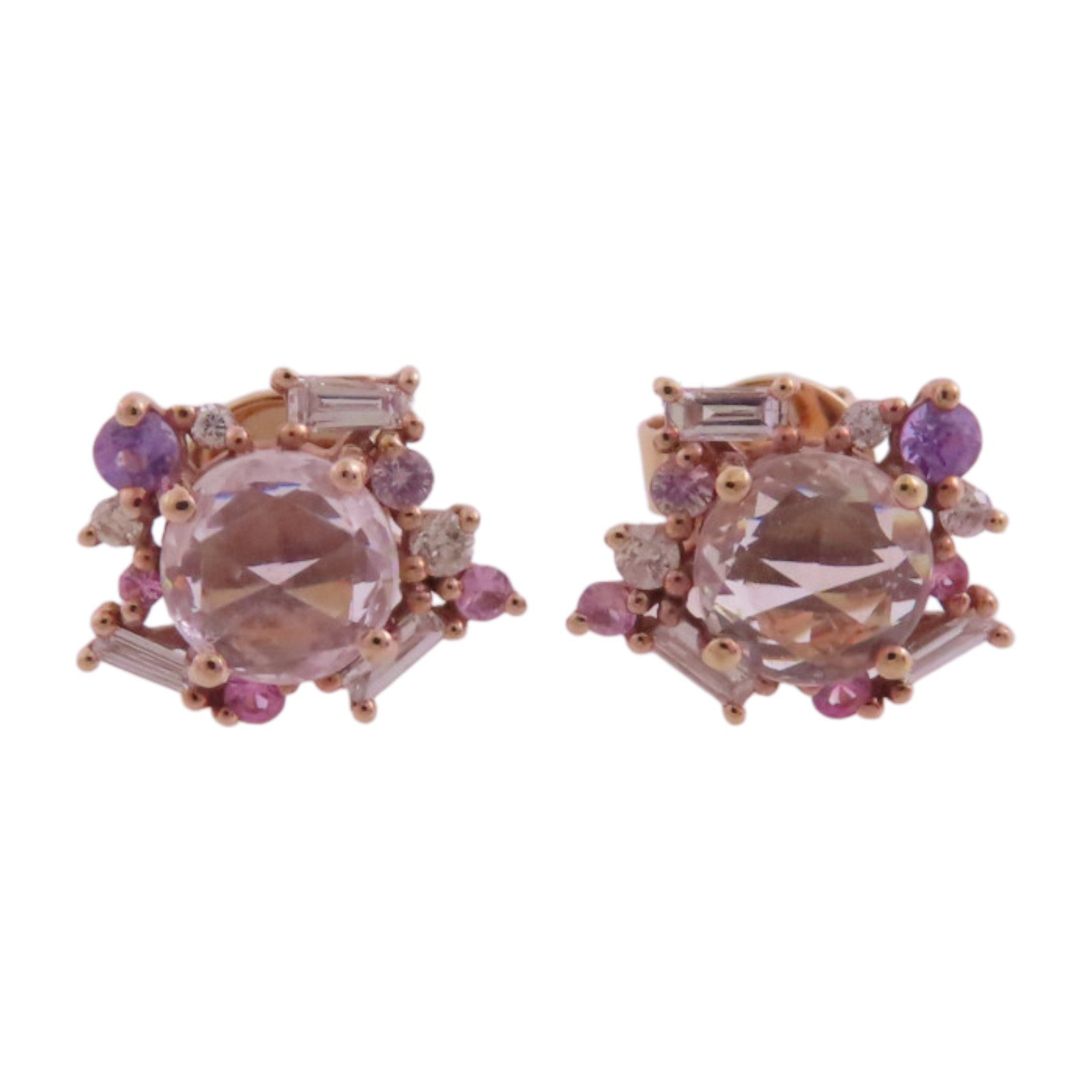 JEWELRY 18K玫瑰金/粉紅藍寶石/鑽石Pink Sapphire Diamond Earrings耳環