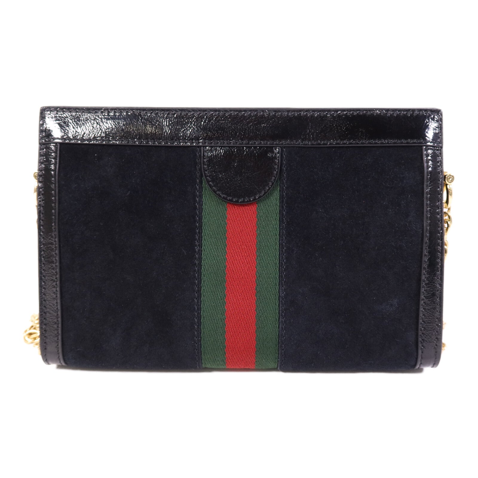 GUCCI 麂皮皮革Ophidia GG金扣鏈帶肩背袋