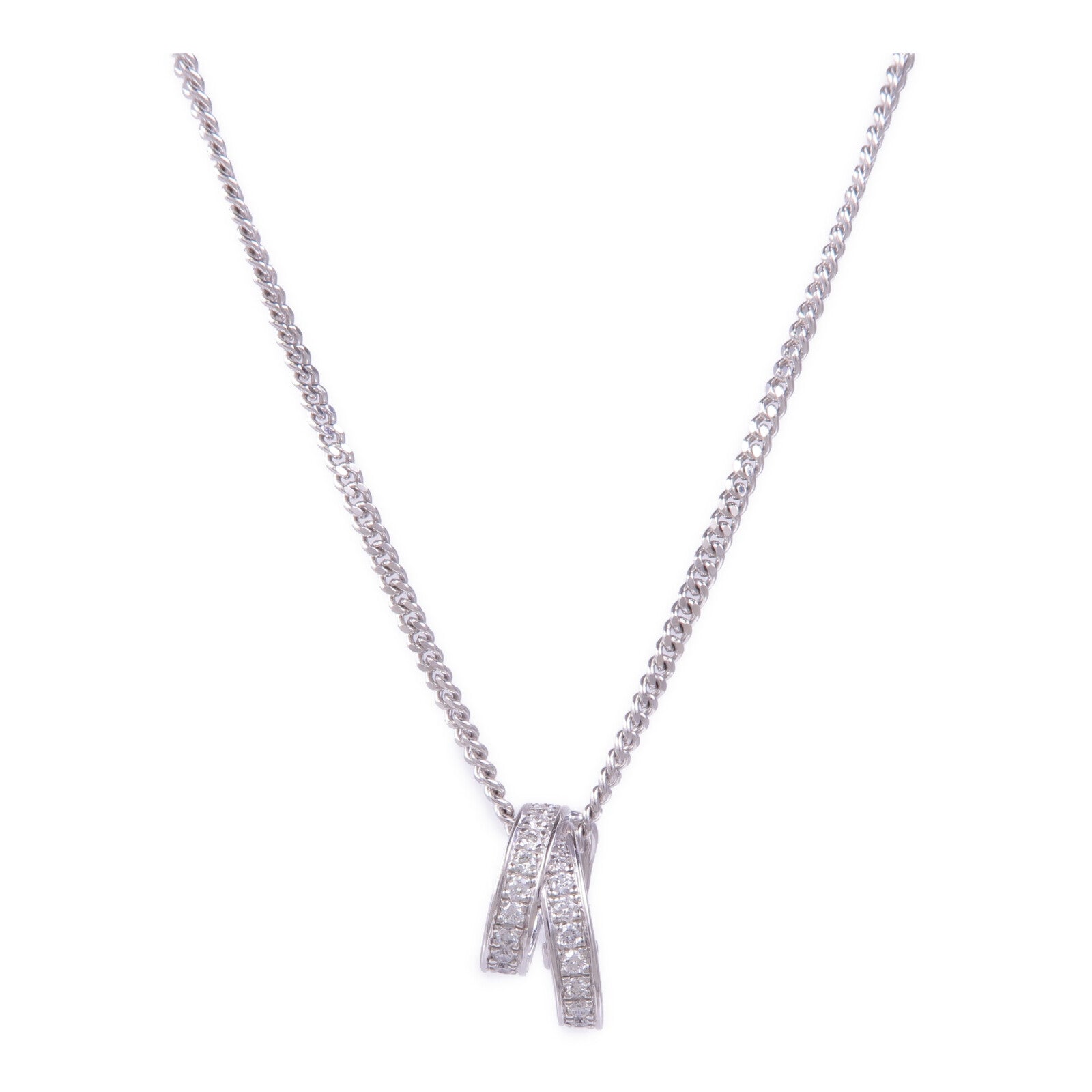 HERMES 18K白金Etriviere Pendant鑽石項鍊