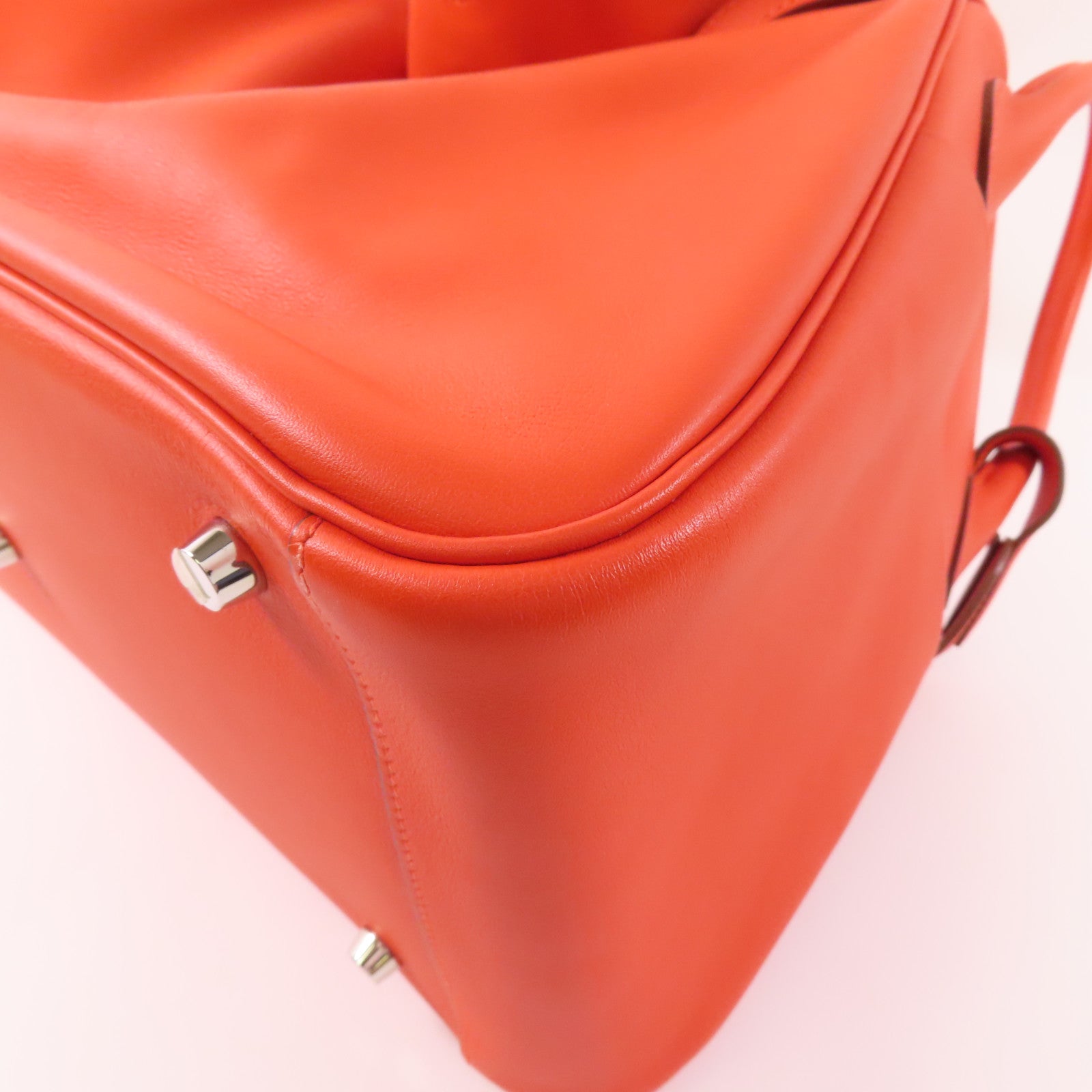 HERMES Swift皮革Lindy 34銀扣手挽肩背兩用袋S5 Rouge Tomate