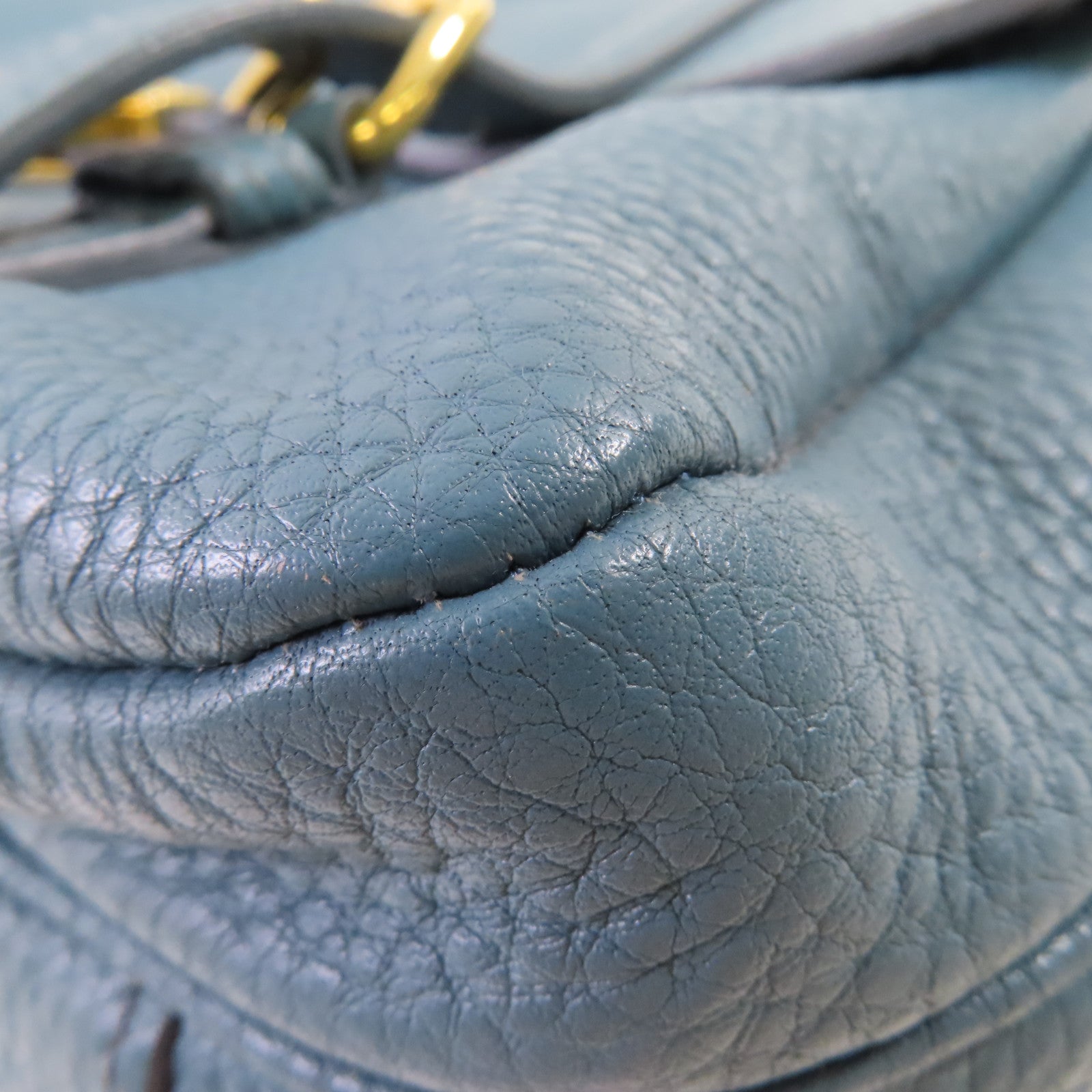 PRADA 牛皮皮革2Way Shoulder Bag金扣手挽肩背兩用袋藍色