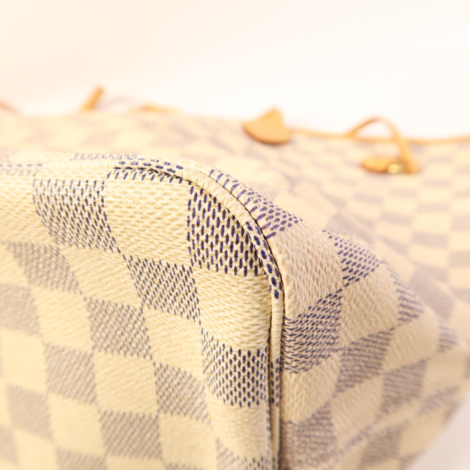 LOUIS VUITTON Damier Neverfull MM金扣手挽袋