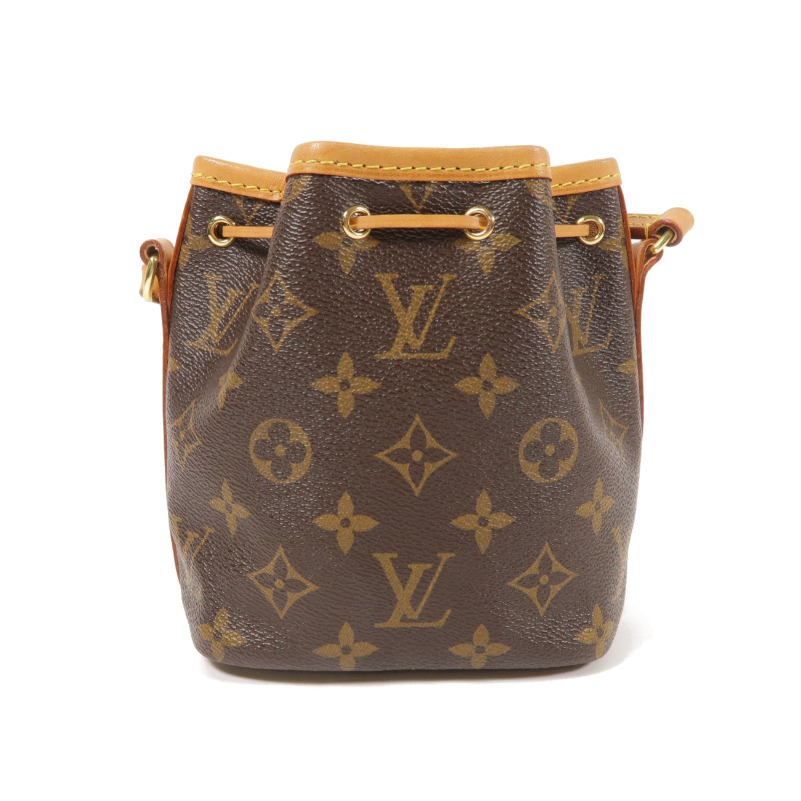 LOUIS VUITTON Monogram Nano Noe金扣肩背袋棕色