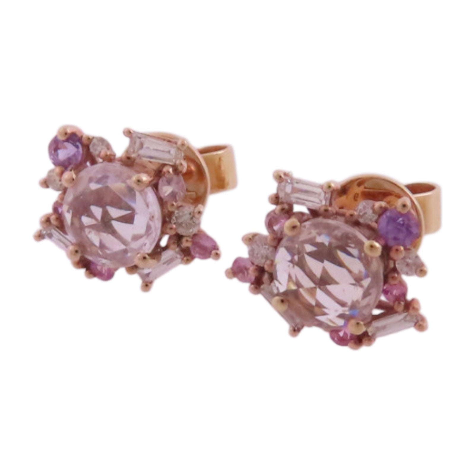 JEWELRY 18K玫瑰金/粉紅藍寶石/鑽石Pink Sapphire Diamond Earrings耳環