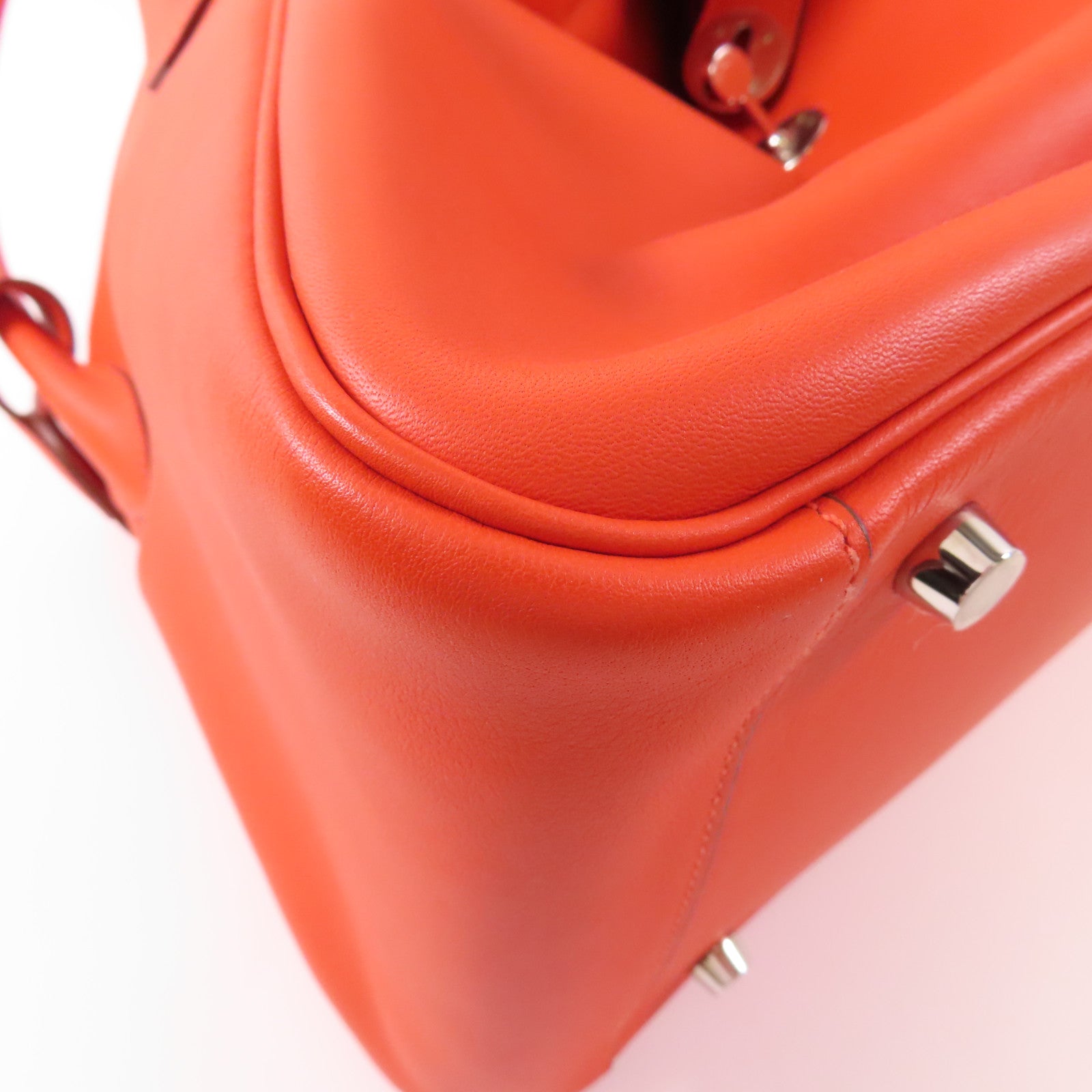 HERMES Swift皮革Lindy 34銀扣手挽肩背兩用袋S5 Rouge Tomate