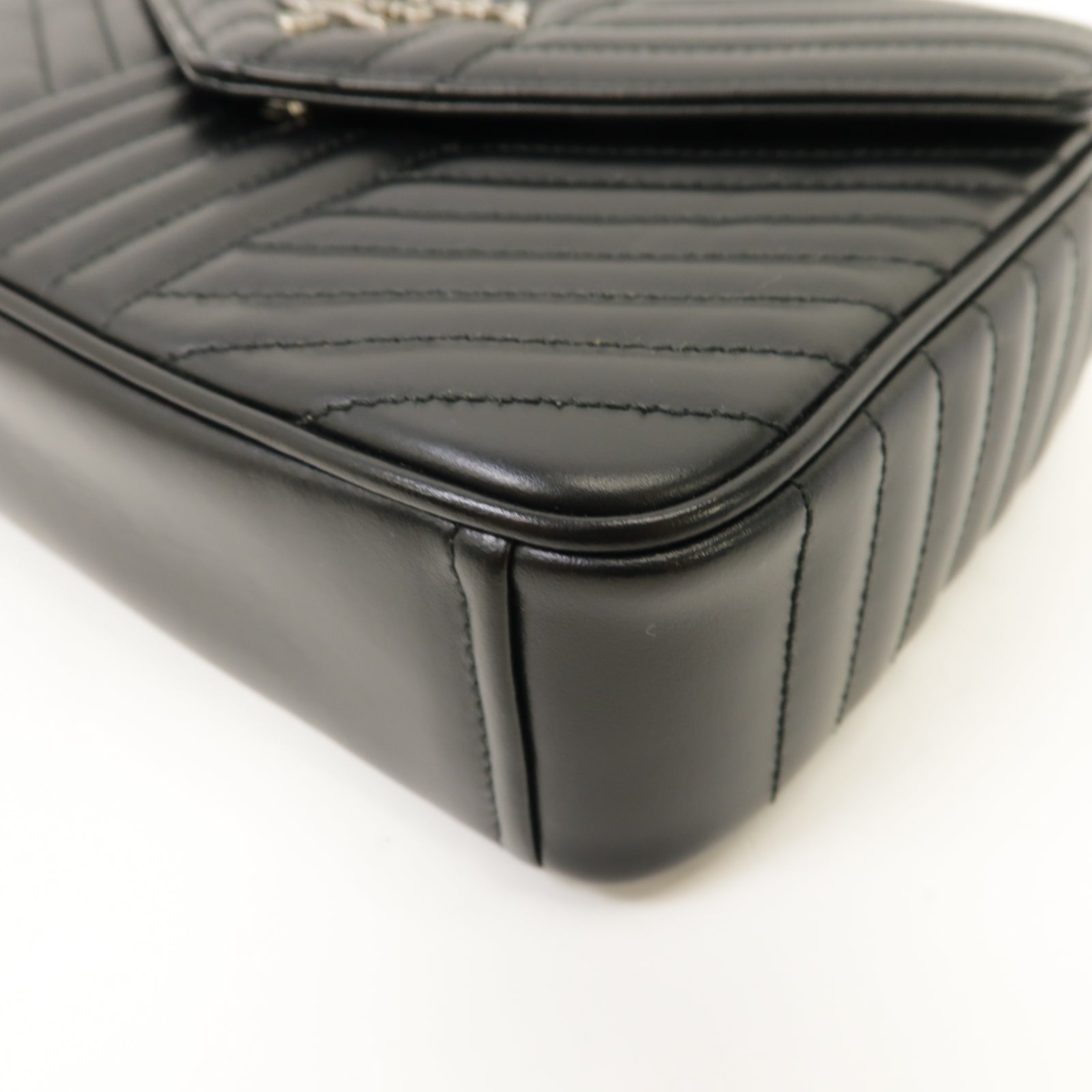 PRADA 牛皮皮革Chain Shoulder Bag銀扣鏈帶肩背袋黑色