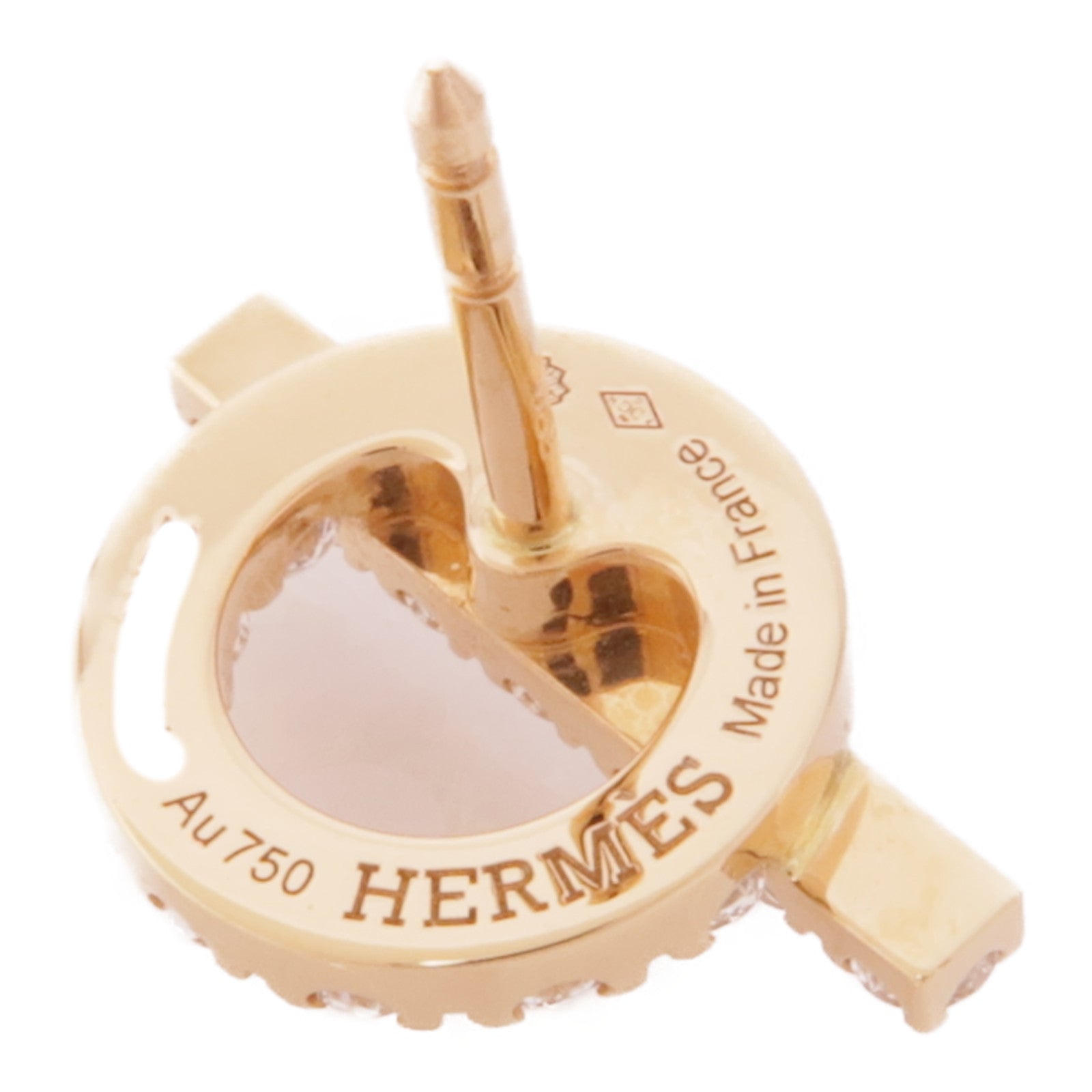 HERMES 18K玫瑰金Finesse Earrings鑽石耳環