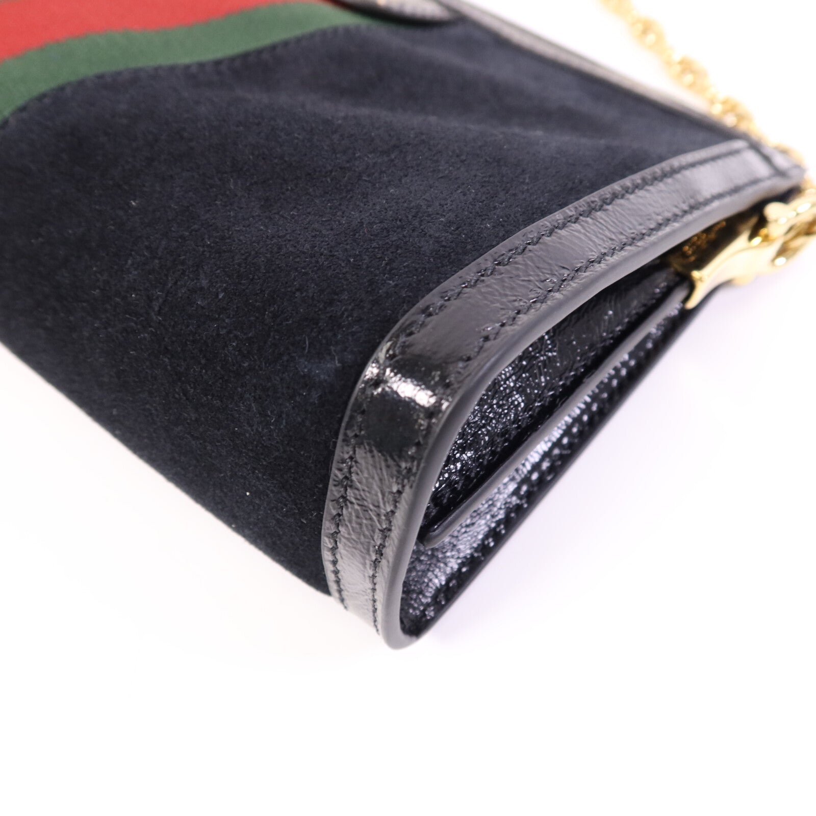 GUCCI 麂皮皮革Ophidia GG金扣鏈帶肩背袋