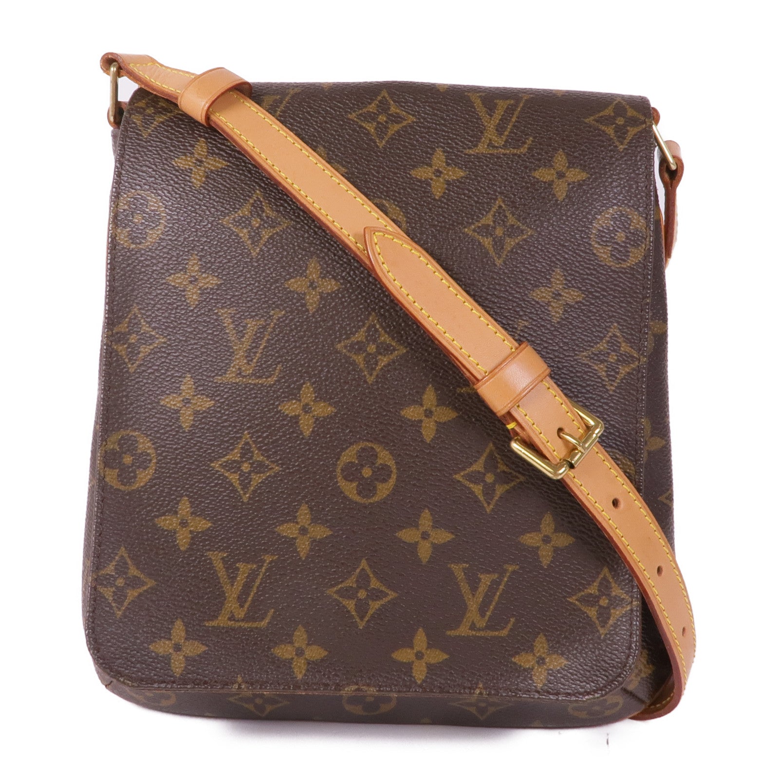 LOUIS VUITTON Monogram Musette Salsa金扣肩背袋棕色