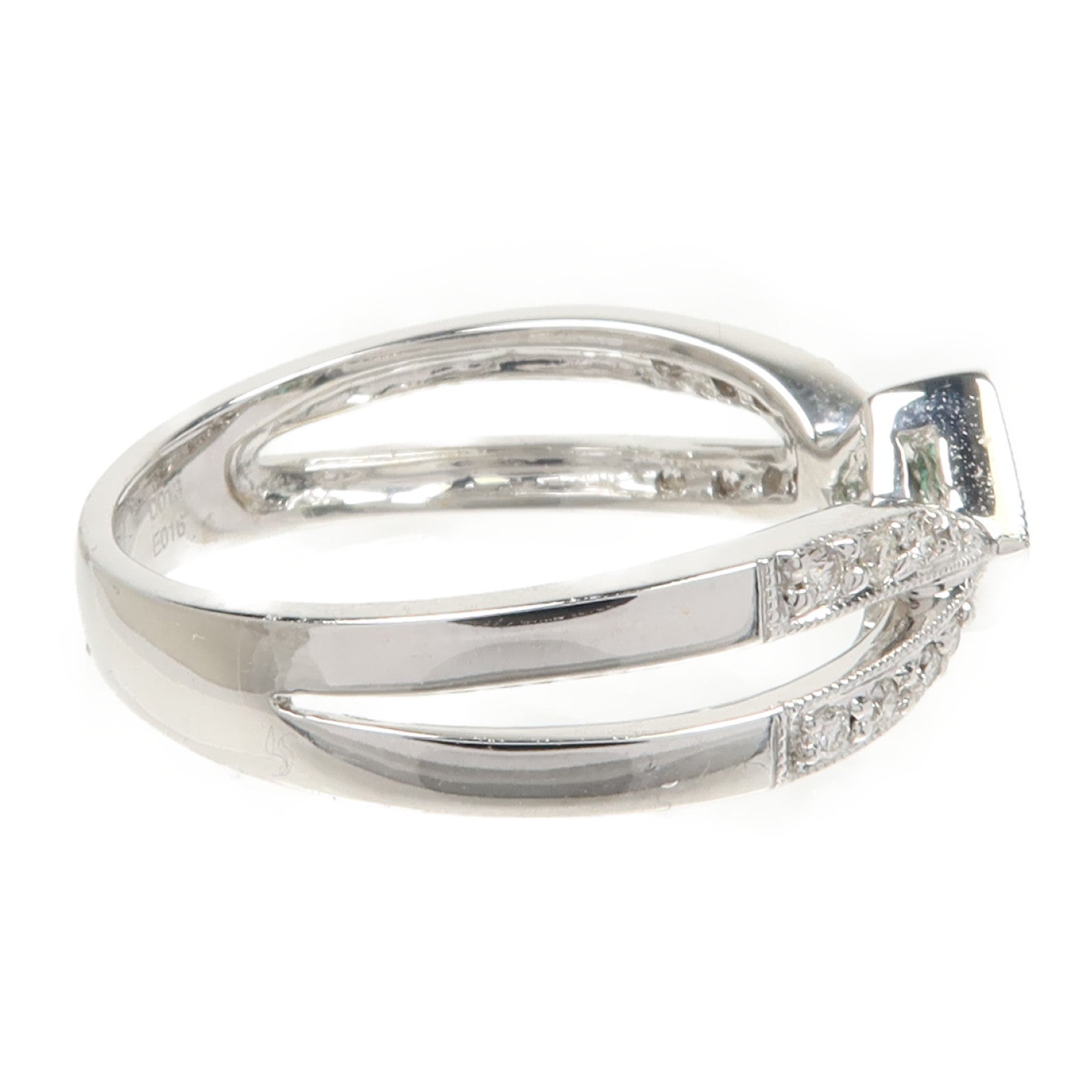 JEWELRY 【激減優惠】18K白金Emerald Diamond Ring綠寶石/鑽石戒指US#7.75