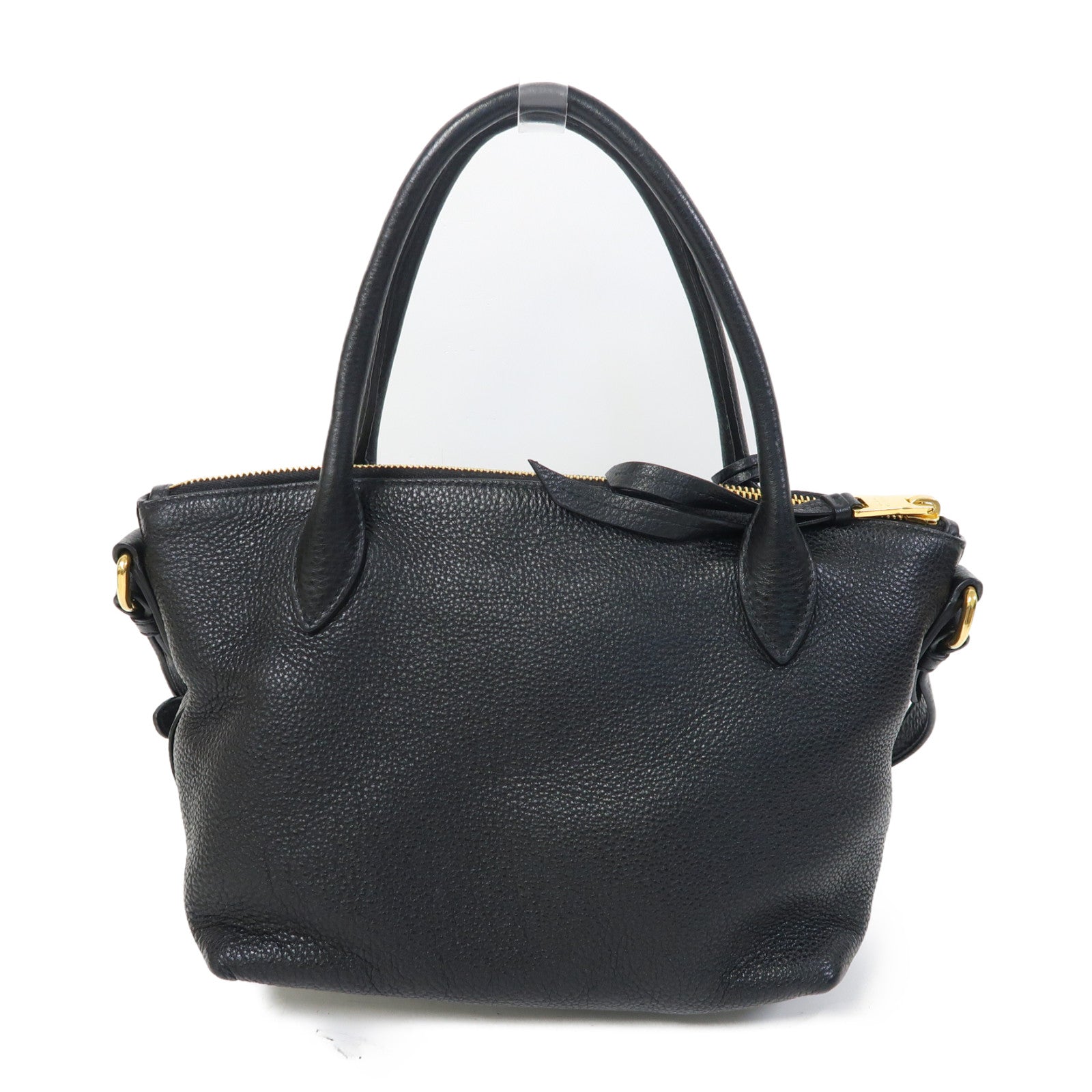 PRADA 皮革2 Way Shoulder金扣手挽肩背兩用袋黑色