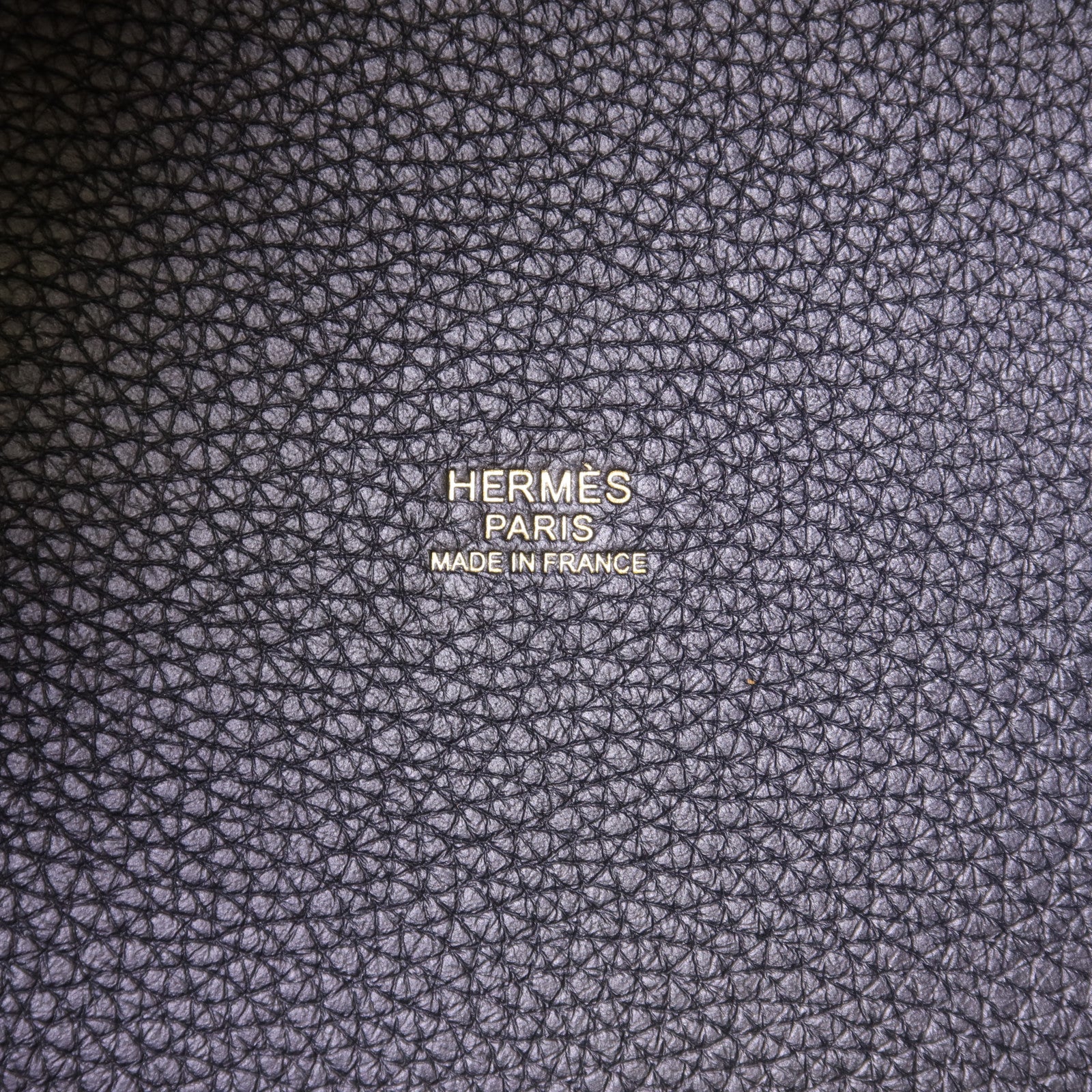 HERMES Clemence皮革Picotin PM金扣手挽袋Noir