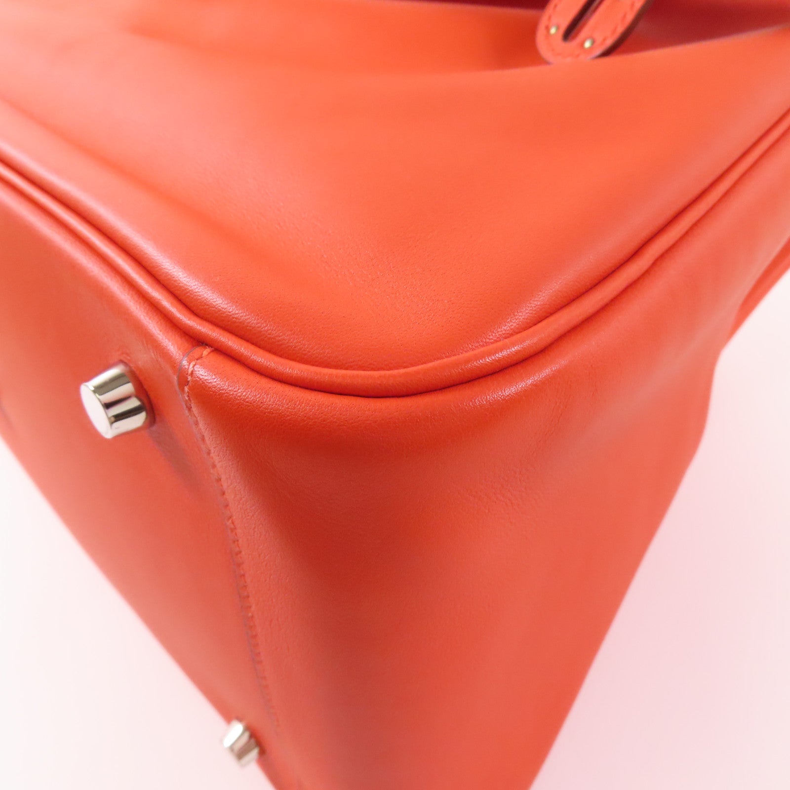 HERMES Swift皮革Lindy 34銀扣手挽肩背兩用袋S5 Rouge Tomate