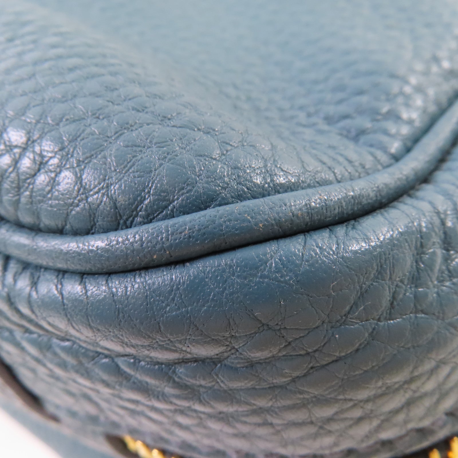 PRADA 牛皮皮革2Way Shoulder Bag金扣手挽肩背兩用袋藍色