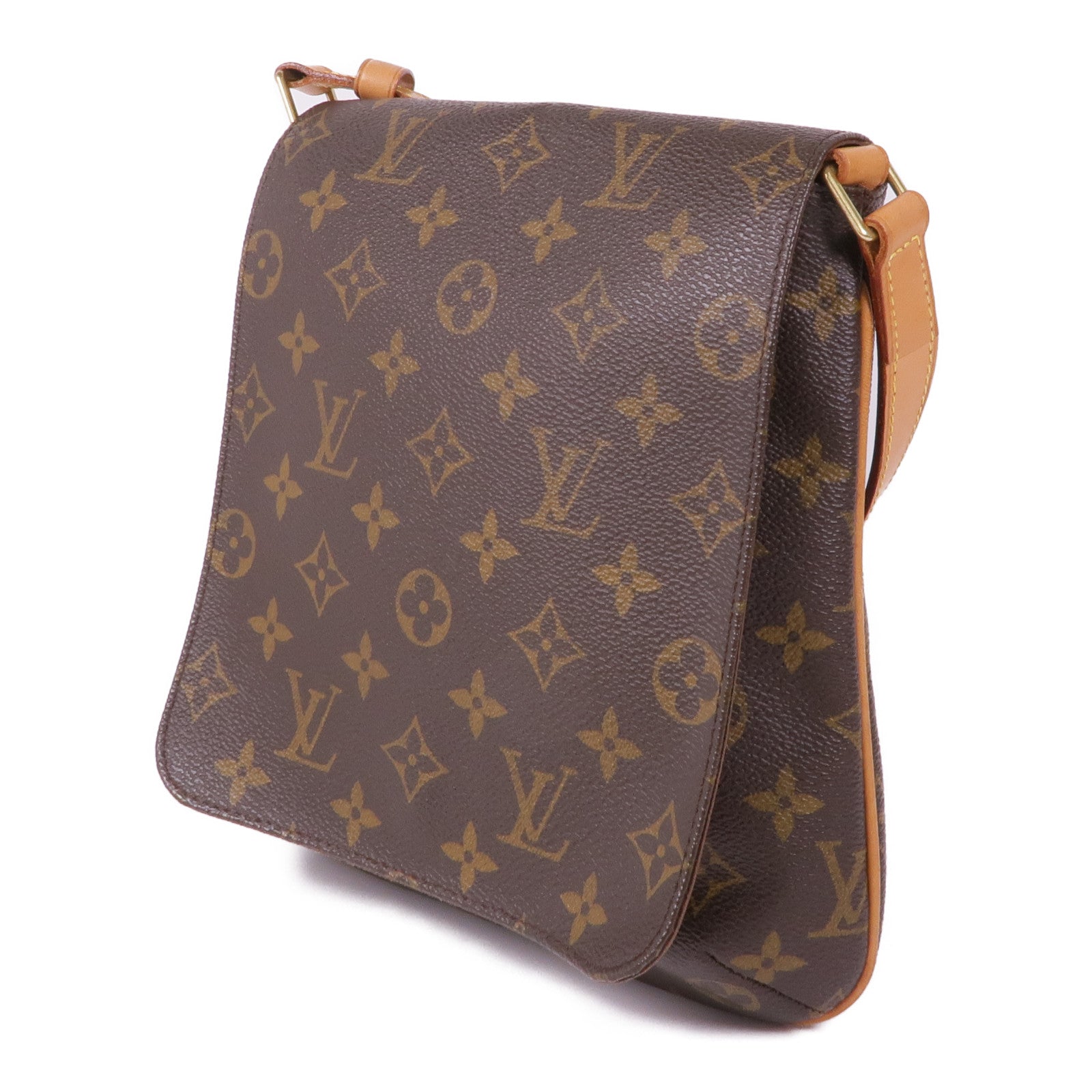 LOUIS VUITTON Monogram Musette Salsa金扣肩背袋棕色