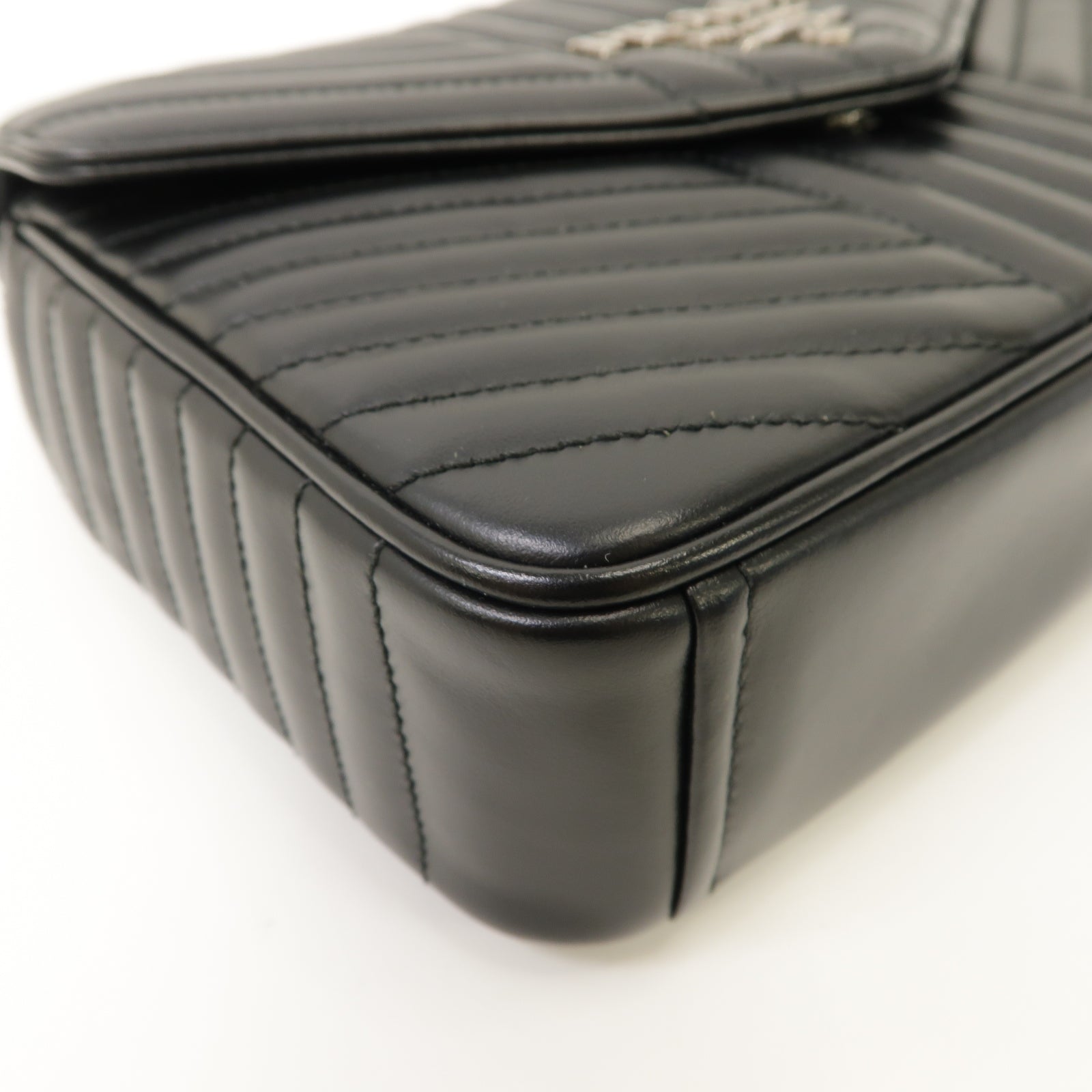 PRADA 牛皮皮革Chain Shoulder Bag銀扣鏈帶肩背袋黑色