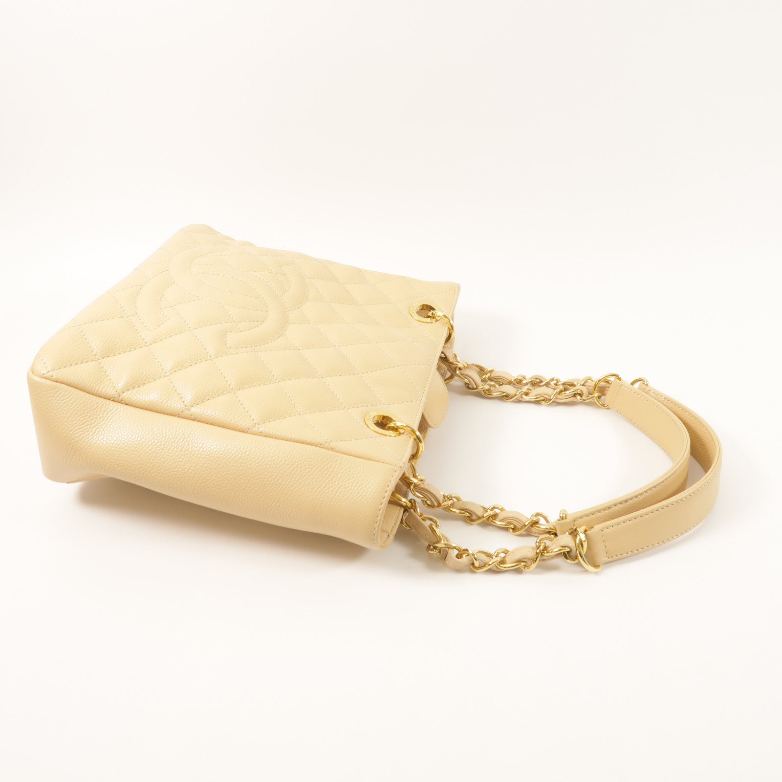 CHANEL 牛皮皮革PST金扣鏈帶肩背袋