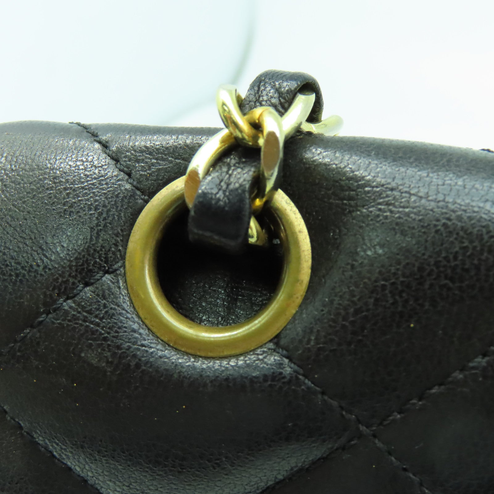 CHANEL 【清倉大減價】菱格羊皮皮革Chain Shoulder鏈帶肩背袋黑色