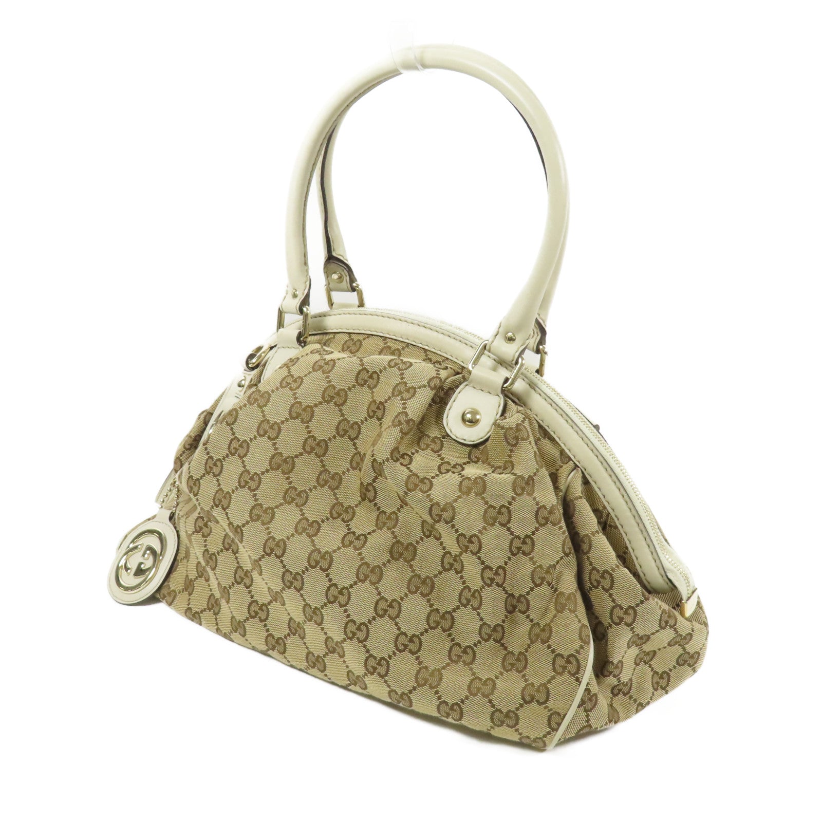 GUCCI 帆布2 Way Shoulder銀扣手挽肩背兩用袋