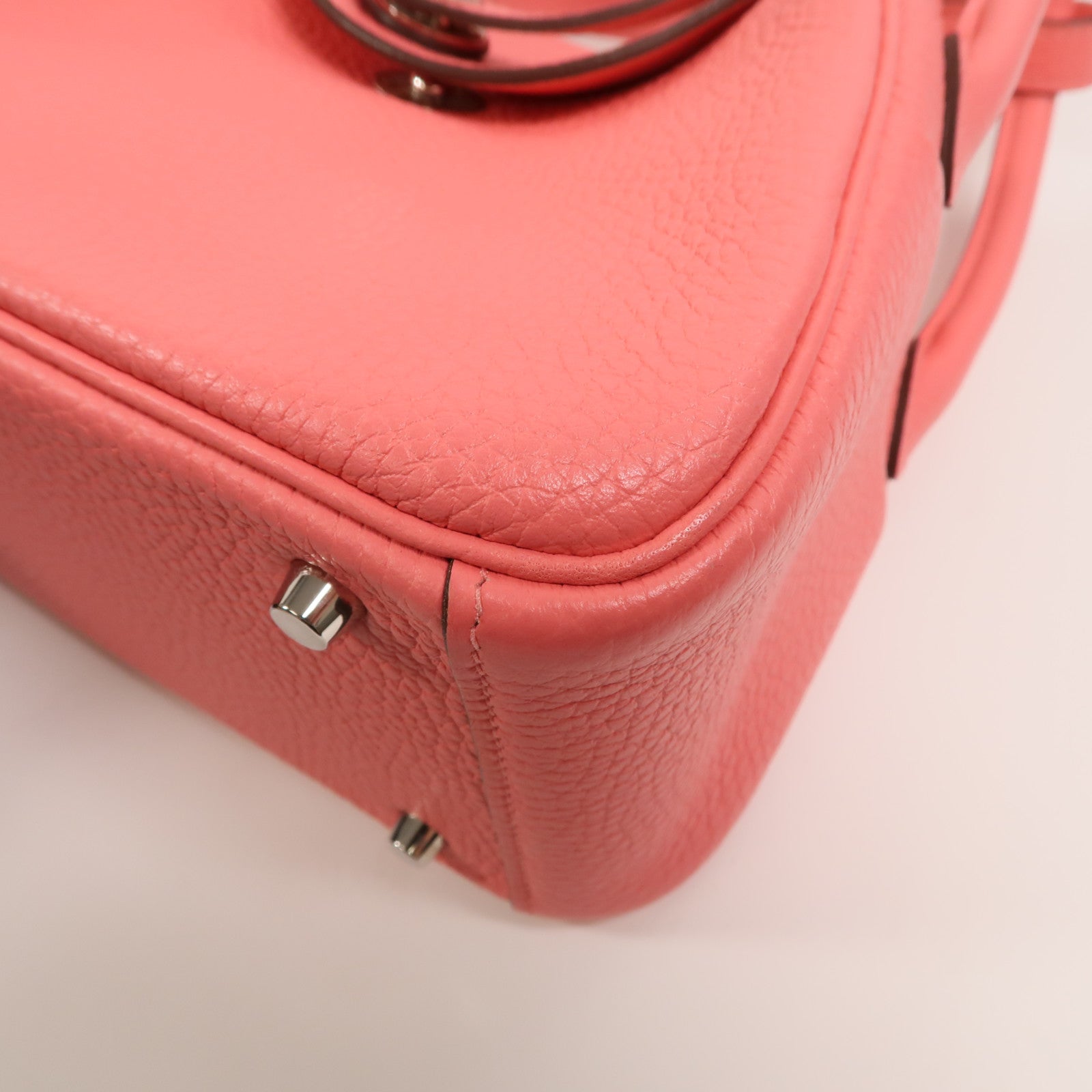 HERMES Clemence皮革Mini Lindy手挽肩背兩用袋Rose Azalee